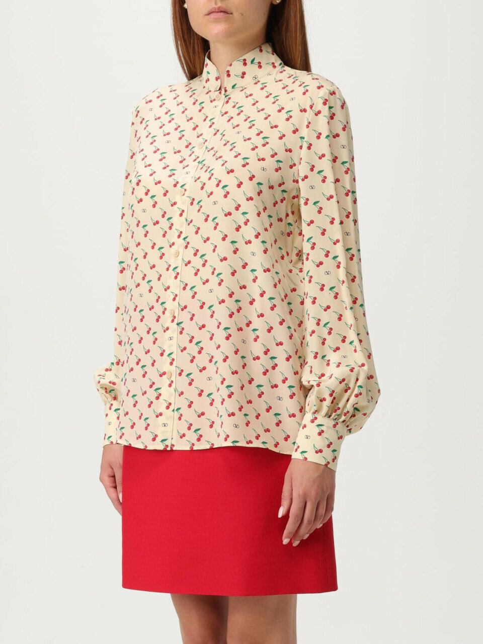 Áo nữ Valentino Printed Silk Crepe De Chine Shirt 15