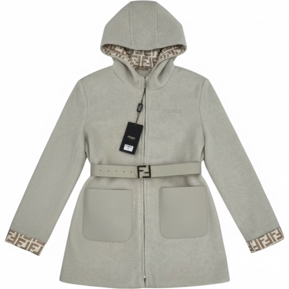 Áo khoác dạ có nón thời trang Fendi 1