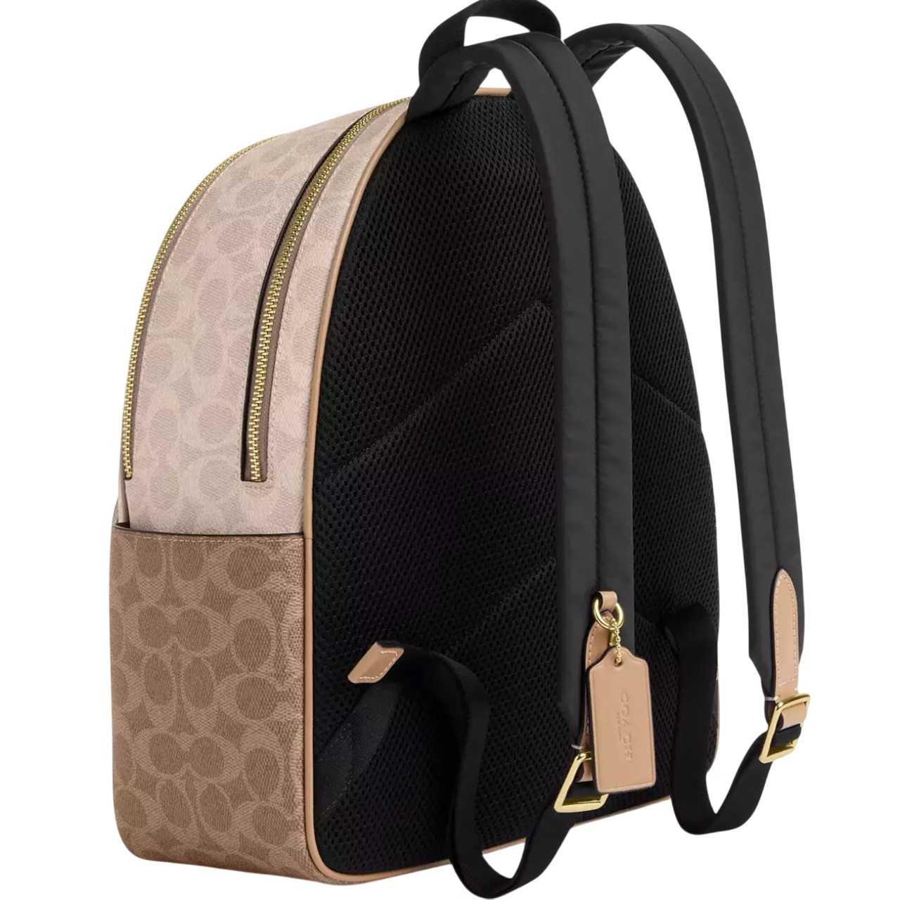 Ba lô Coach Coat Backpack in Blocked Signature Canvas Sand CZ771 6