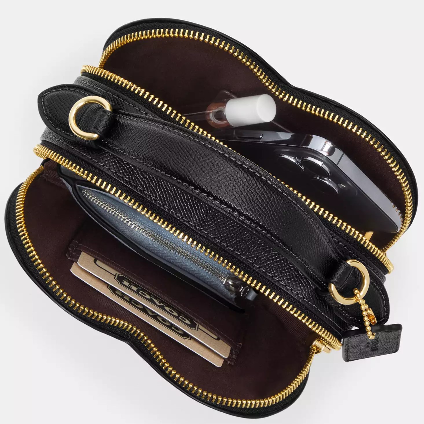 Túi đeo chéo Coach trái tim Heart Crossbody Bag With Cherry Print Signature Canvas Gold Tan Multi CY706 4