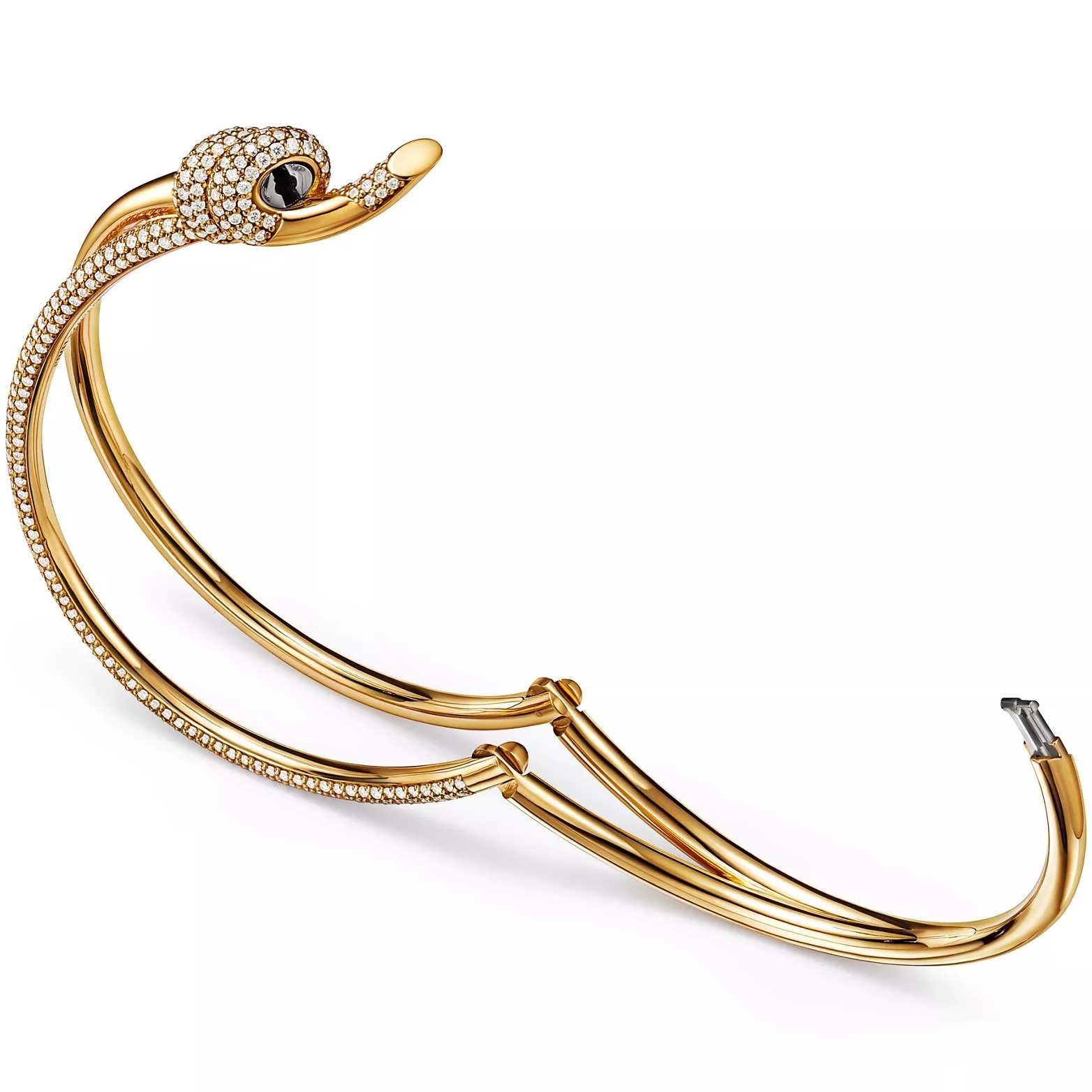 Vòng tay nữ vàng Tiffany Knot Double Row Hinged Bangle in Yellow Gold with Diamonds 4