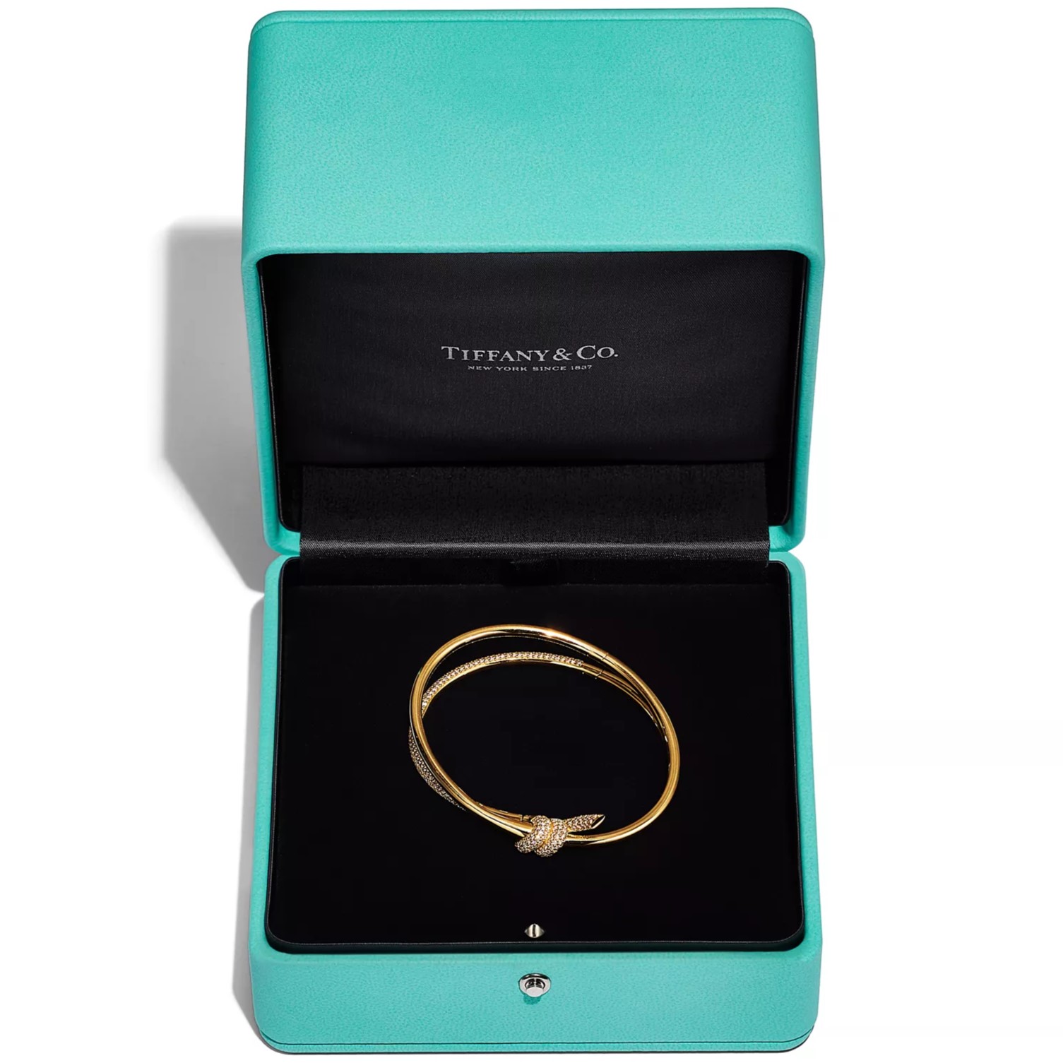 Vòng tay nữ vàng Tiffany Knot Double Row Hinged Bangle in Yellow Gold with Diamonds 6