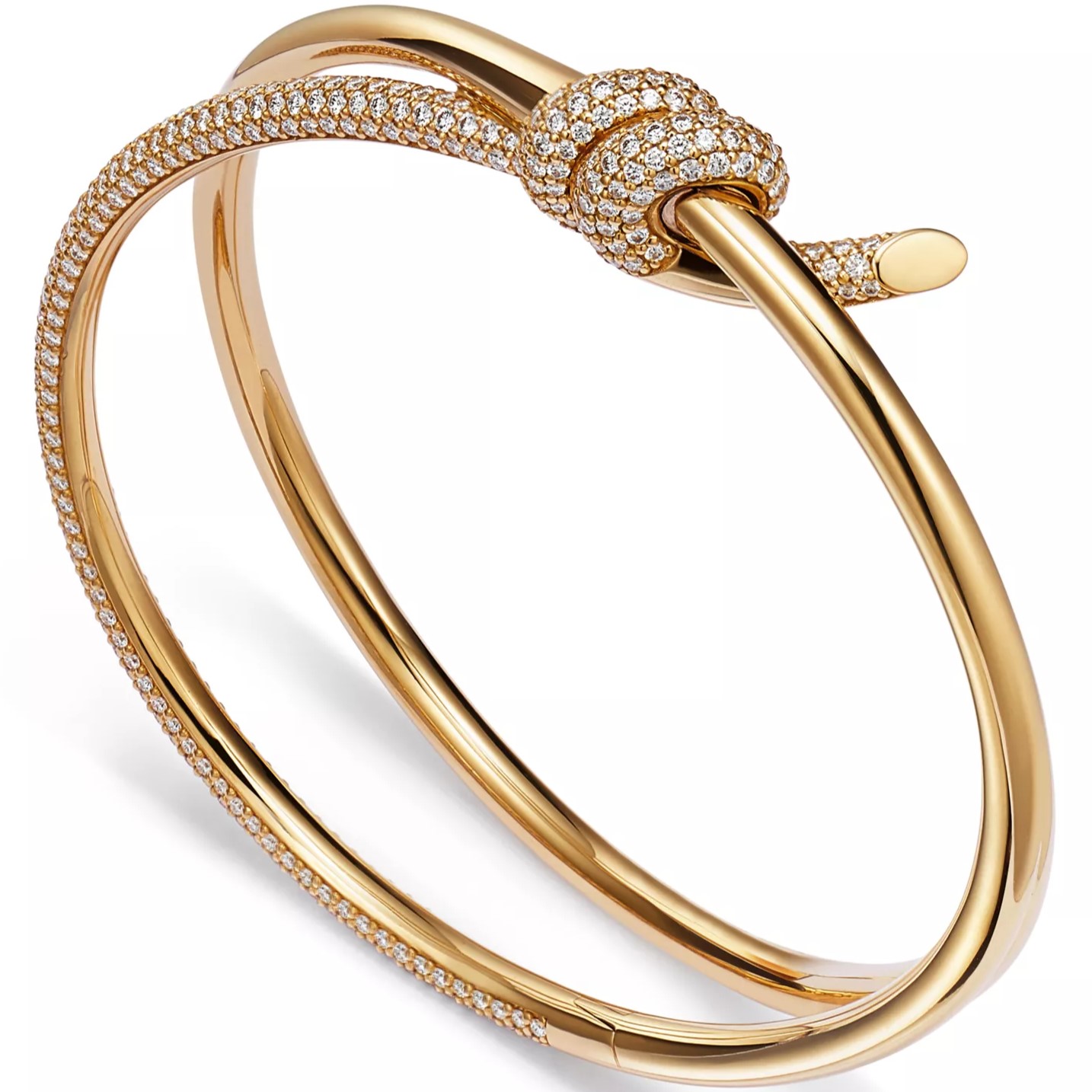 Vòng tay nữ vàng Tiffany Knot Double Row Hinged Bangle in Yellow Gold with Diamonds 5