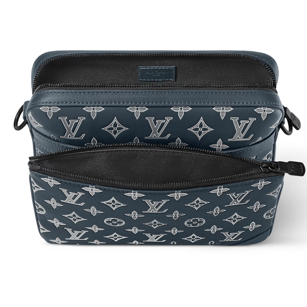 TÚI ĐEO CHÉO LV LOUIS VUITTON TRIO MESSENGER MONOGRAM SHADOW CALF LEATHER NAVY BLUE 1