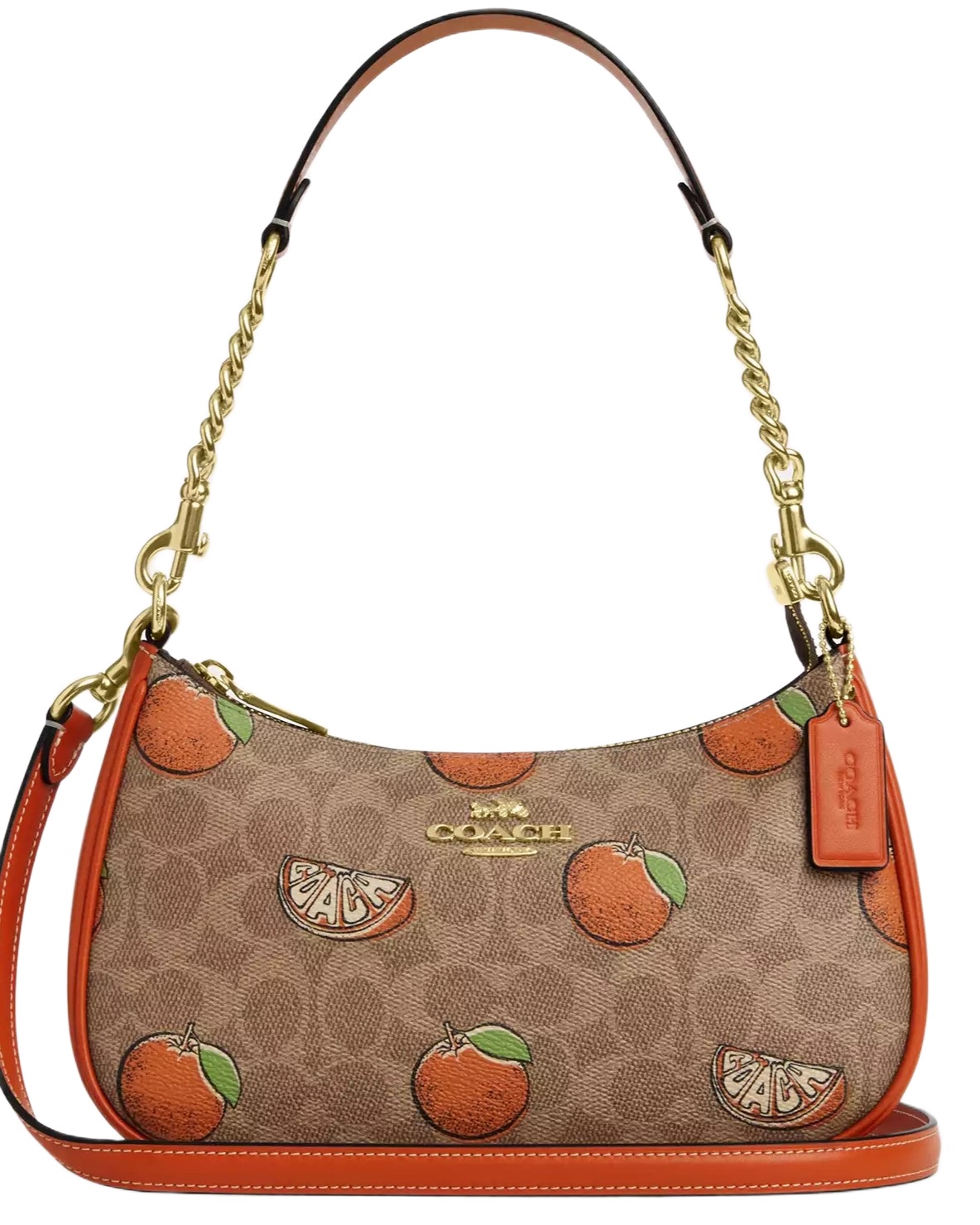 Túi đeo chéo Coach Teri Shoulder Bag In Signature Canvas With Orange Print CAL80 1
