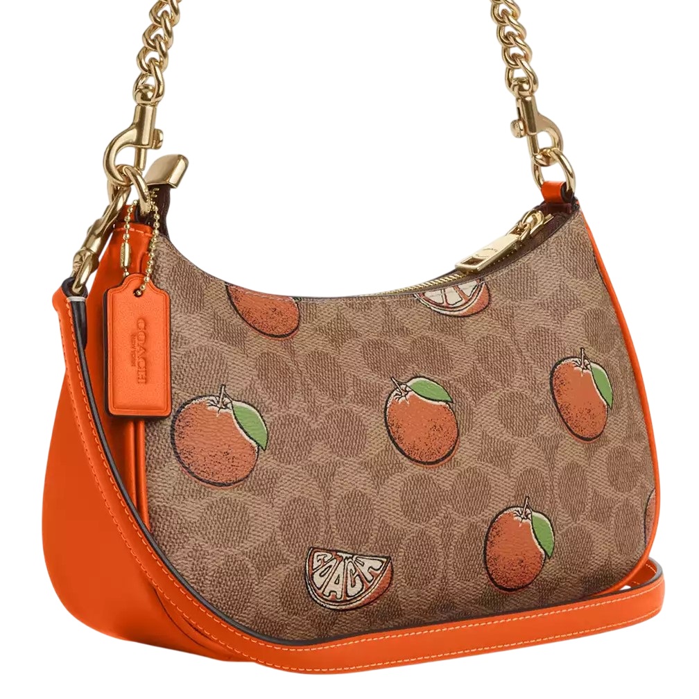 Túi đeo chéo Coach Teri Shoulder Bag In Signature Canvas With Orange Print CAL80 8