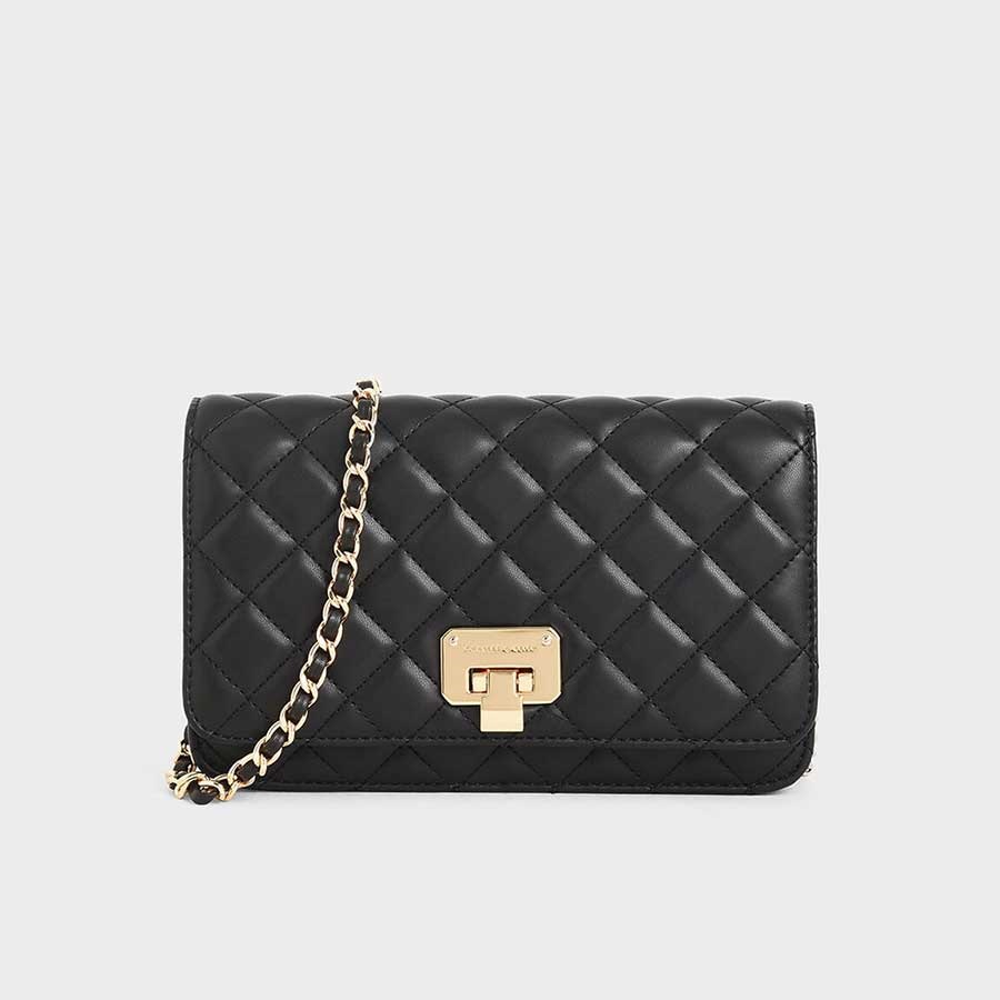 Túi đeo chéo Charles Keith Quilted PushLock Clutch