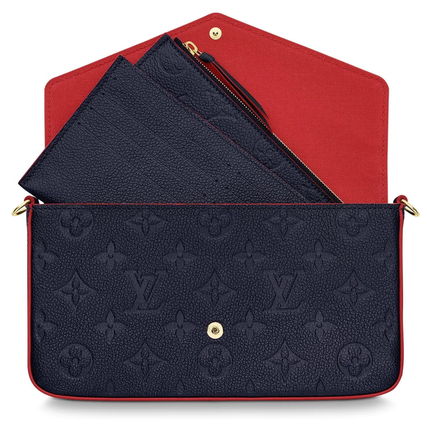 TÚI ĐEO CHÉO NỮ LV LOUIS VUITTON FÉLICIE POCHETTE MARINE ROUGE MONOGRAM EMPREINTE LEATHER WALLETS AND SMALL LEATHER GOODS M64099 12