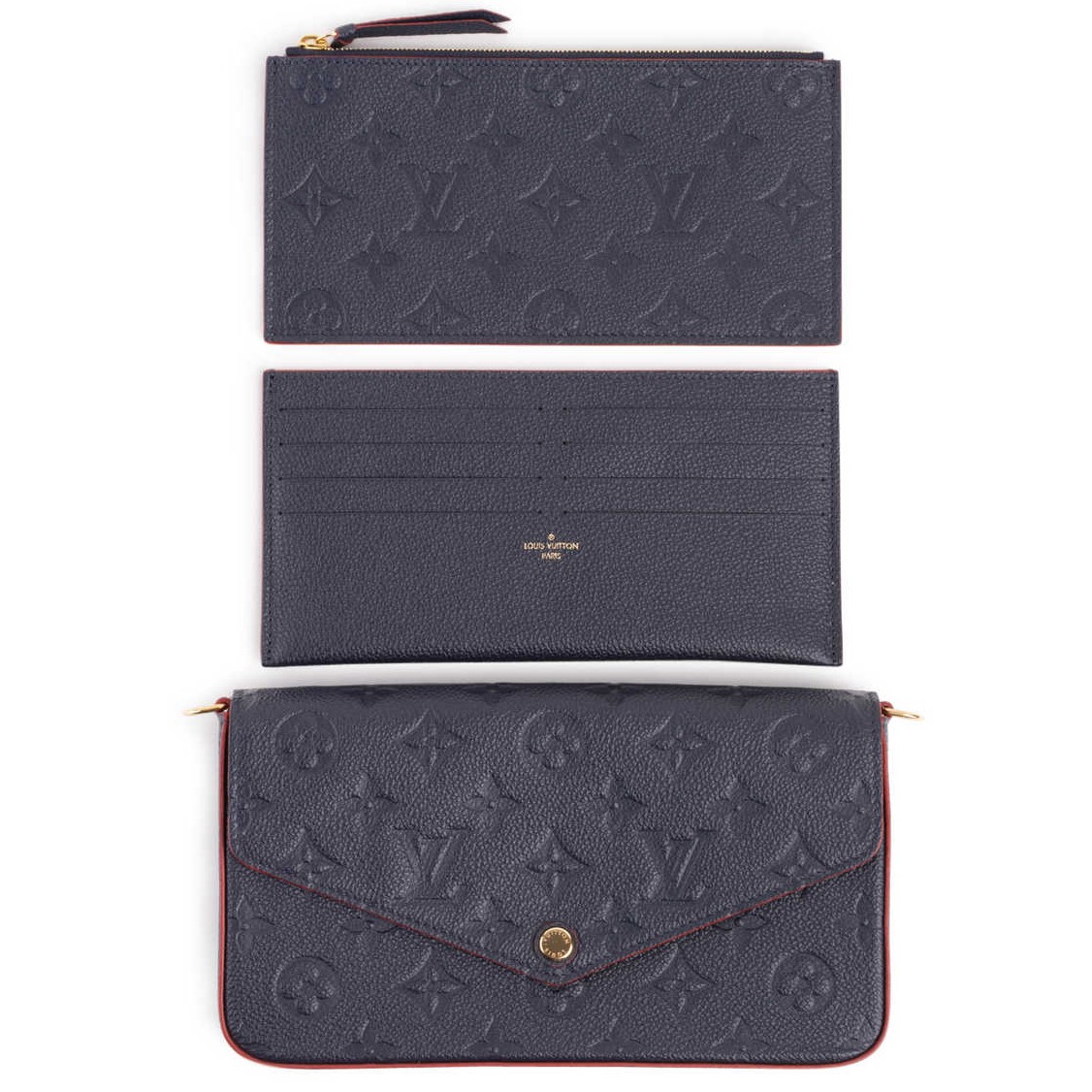 TÚI ĐEO CHÉO NỮ LV LOUIS VUITTON FÉLICIE POCHETTE MARINE ROUGE MONOGRAM EMPREINTE LEATHER WALLETS AND SMALL LEATHER GOODS M64099 15