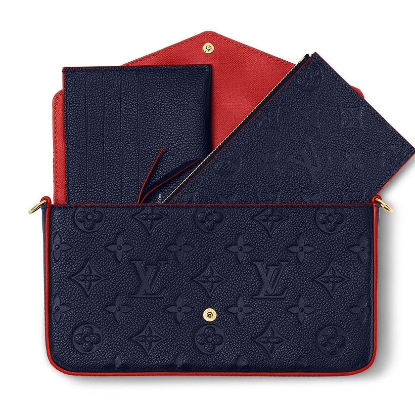 TÚI ĐEO CHÉO NỮ LV LOUIS VUITTON FÉLICIE POCHETTE MARINE ROUGE MONOGRAM EMPREINTE LEATHER WALLETS AND SMALL LEATHER GOODS M64099 17