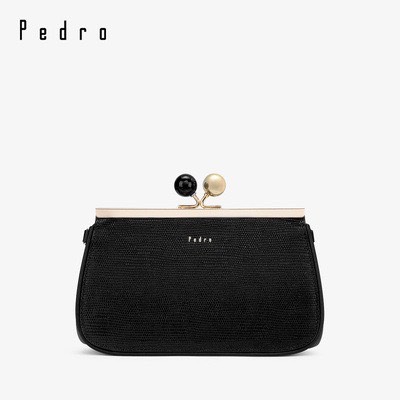 Clutch Pedro Kiss-Lock Leather Bag with Lizard Efect  12