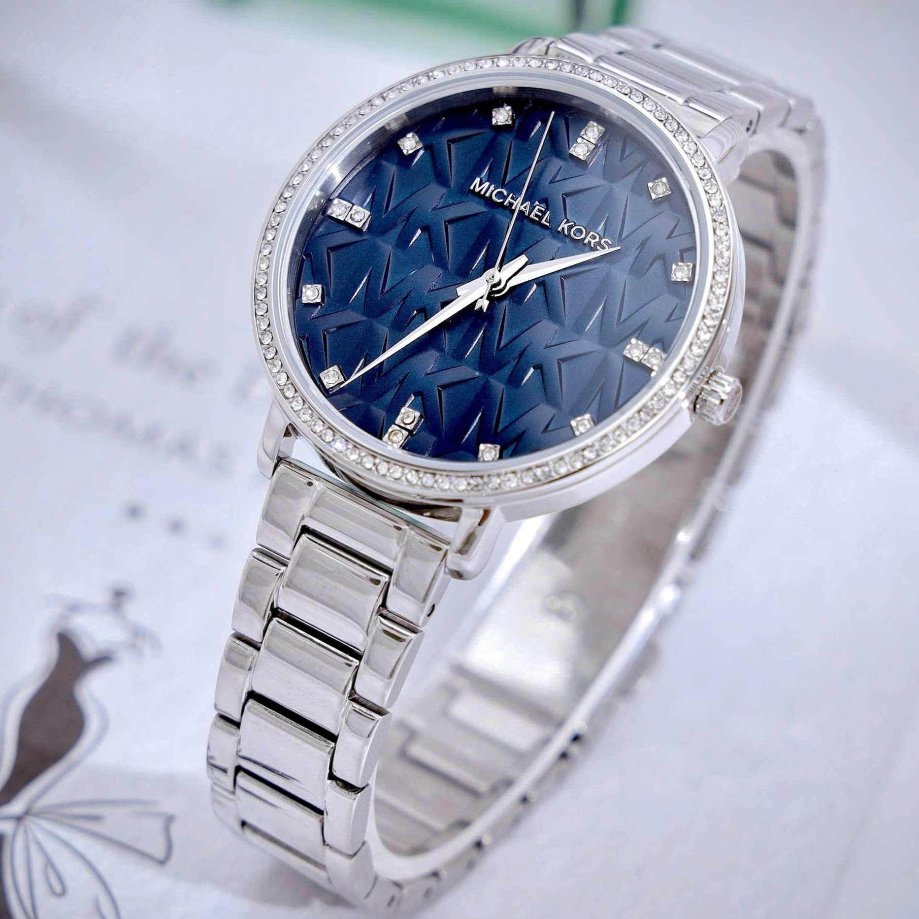 Đồng hồ đeo tay nữ Michael Kors Pyper Blue Dial Silver Tone Womens Watch MK4671 10
