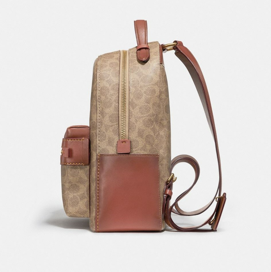 BALO NỮ COACH CAMPUS BACKPACK 23 IN SIGNATURE CANVAS TAN 2