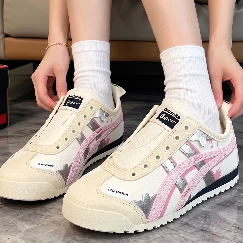 Giày nữ Onitsuka Tiger Mexico 66 Custom Hồng Bạc 6