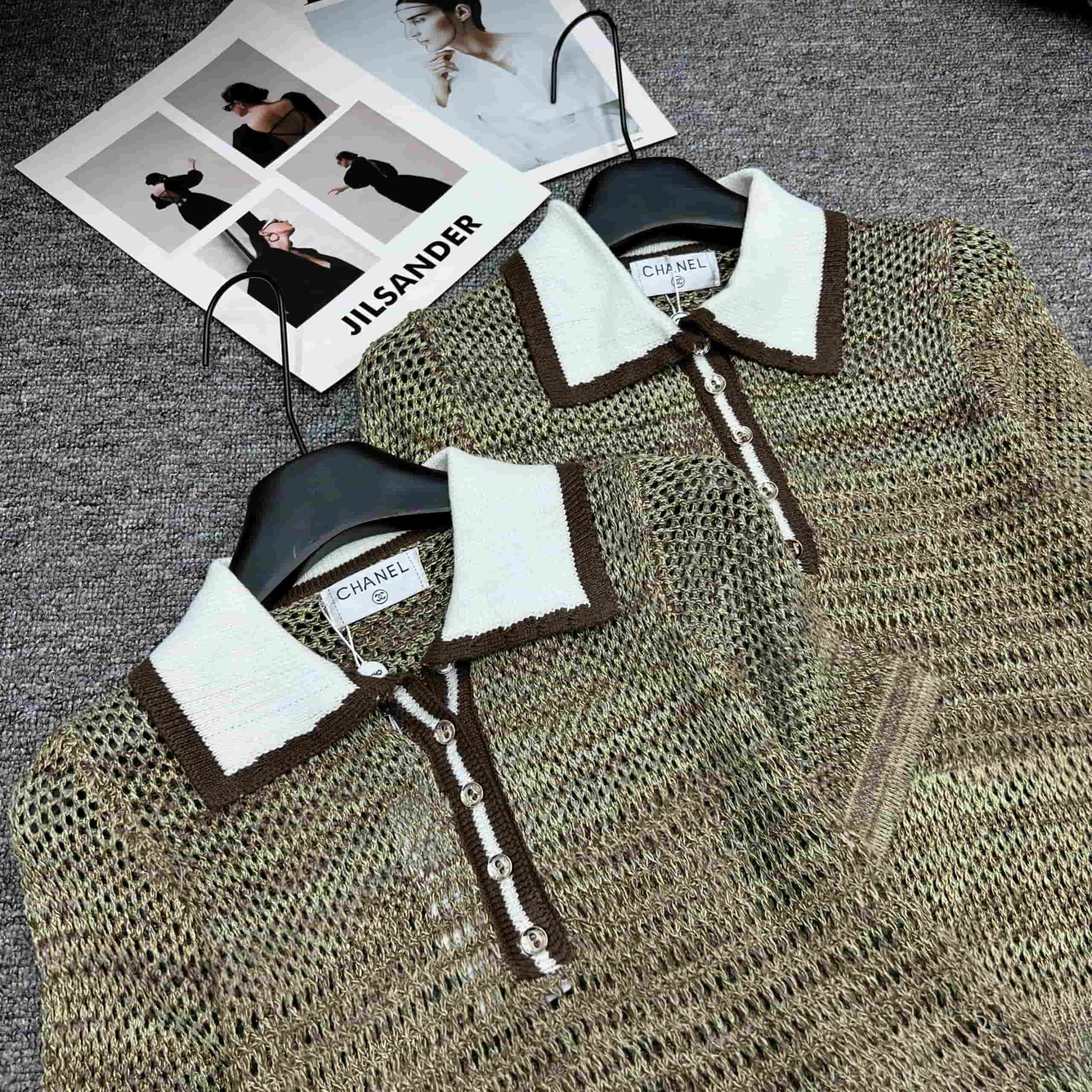 Áo lưới nữ tay ngắn xanh Chanel 1
