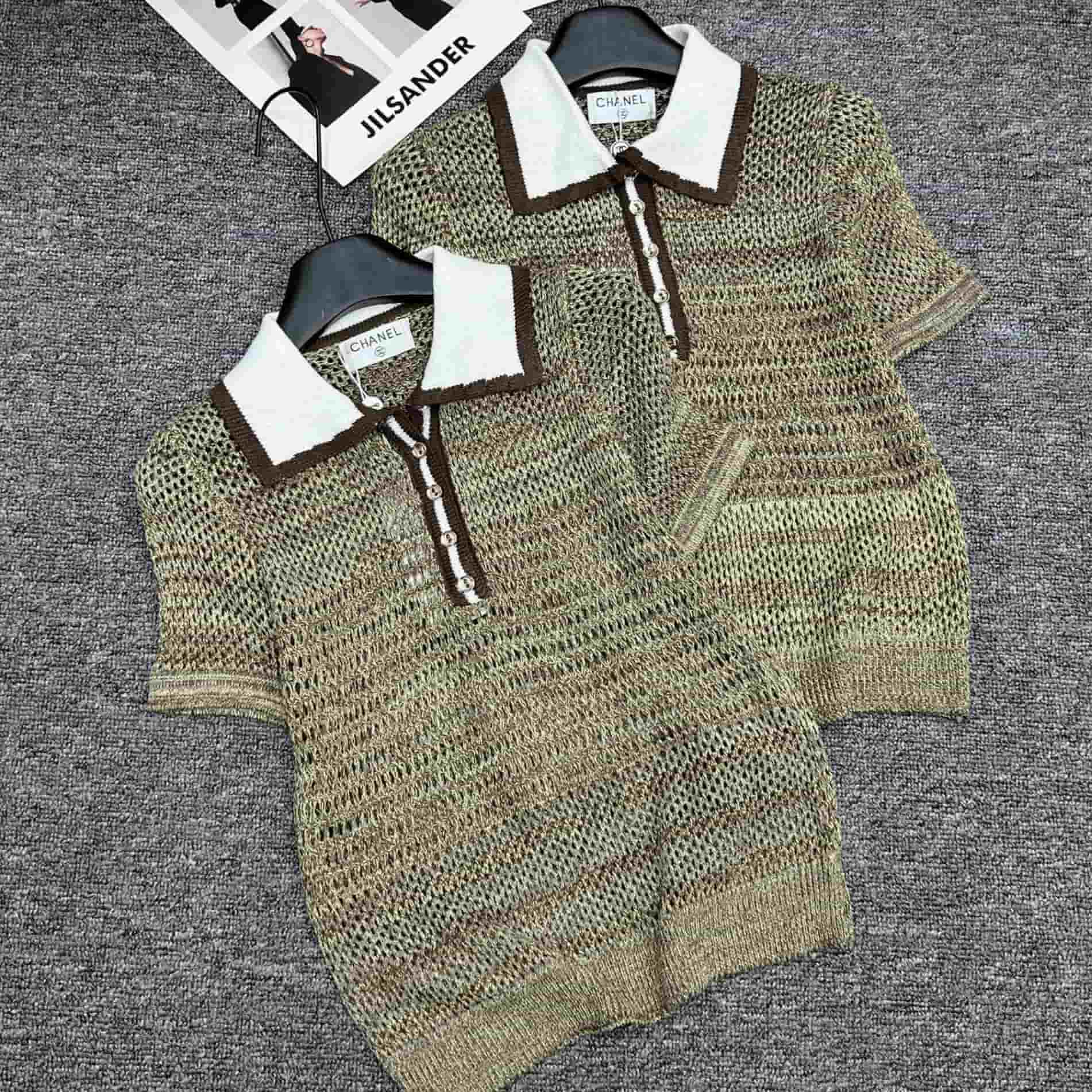 Áo lưới nữ tay ngắn xanh Chanel 4