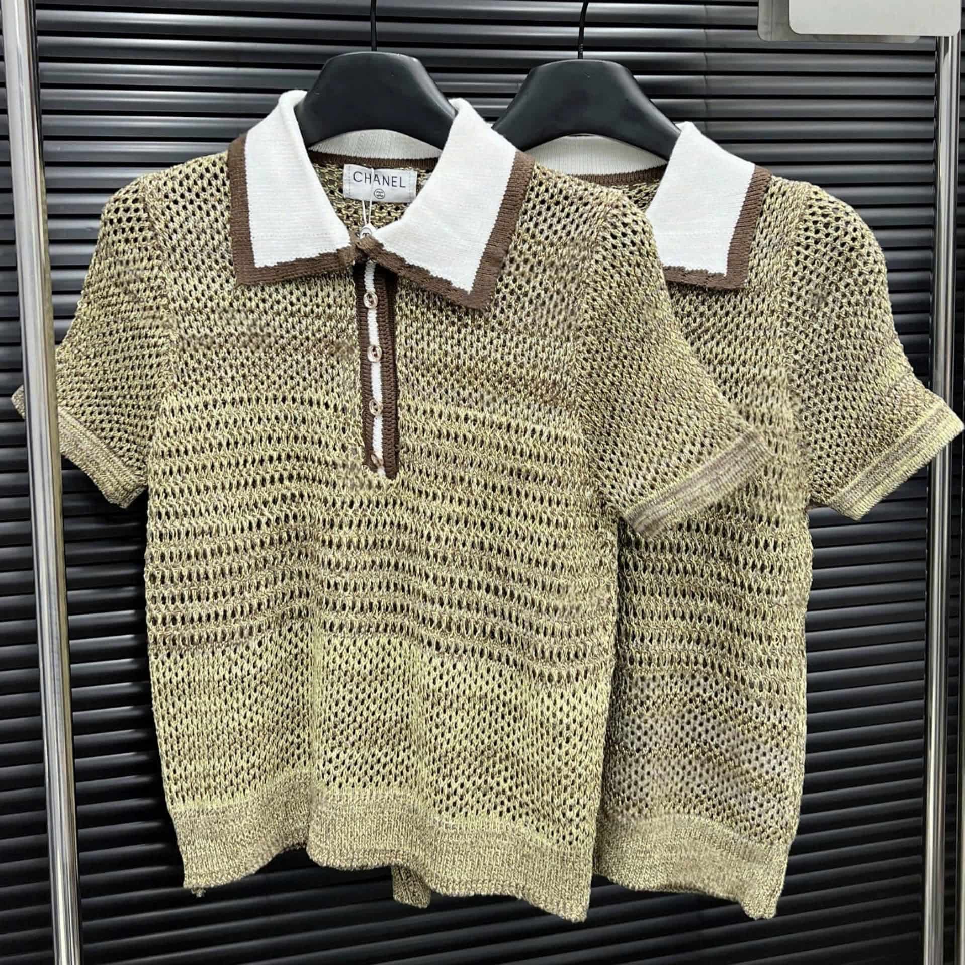 Áo lưới nữ tay ngắn xanh Chanel 3