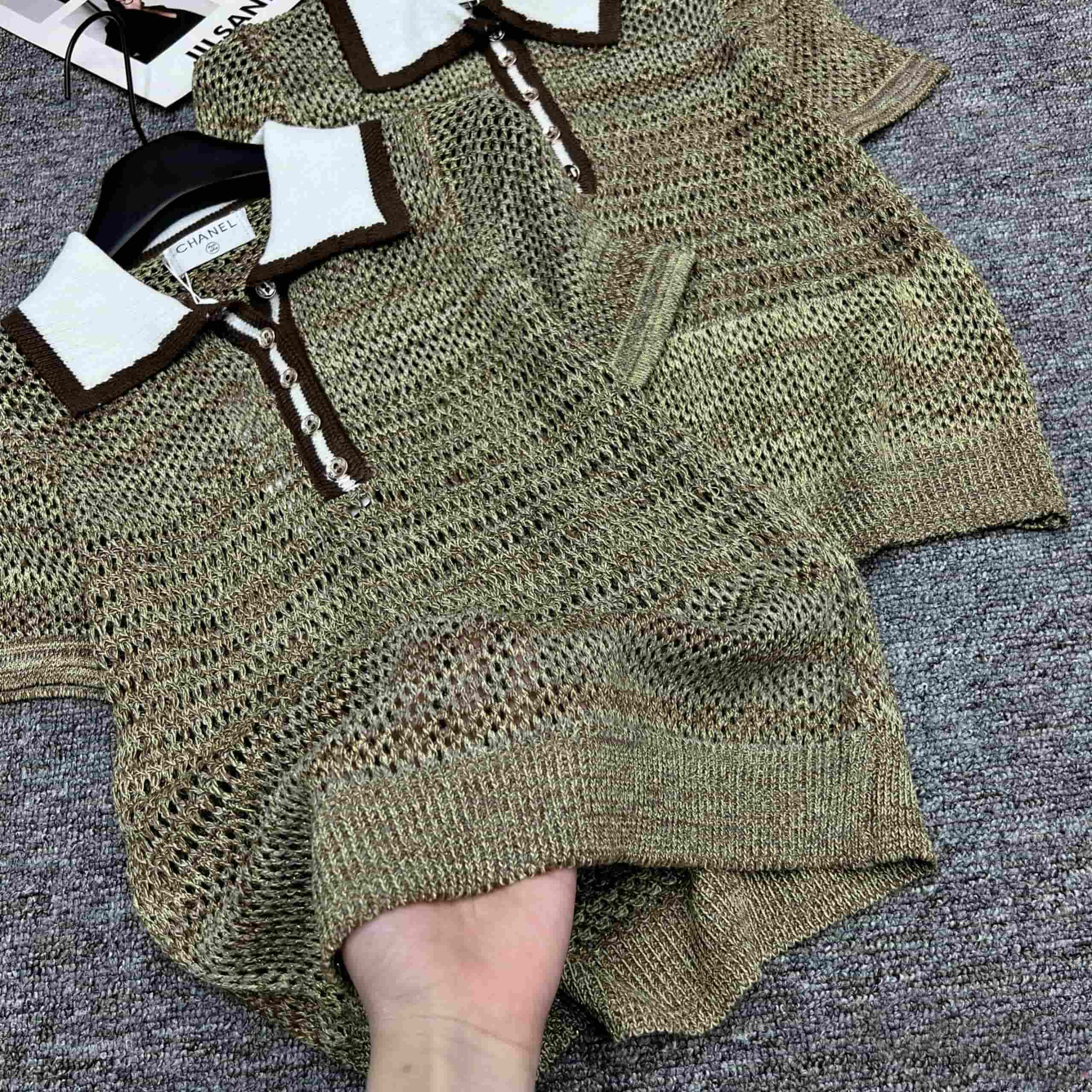 Áo lưới nữ tay ngắn xanh Chanel 8