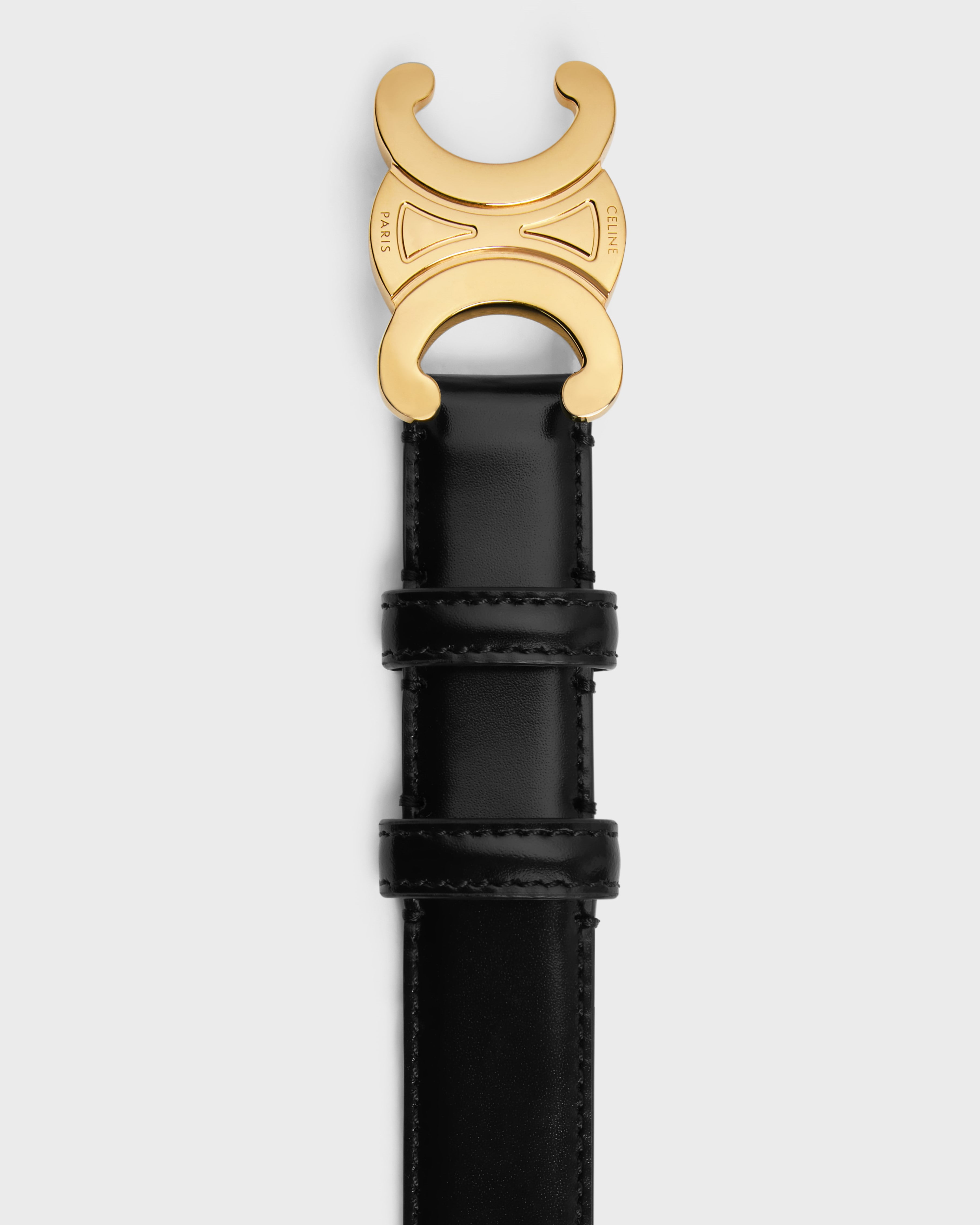 THẮT LƯNG CELINE MEDIUM TRIOMPHE BUCKLE WITH COLLAR STUD BELT IN BLACK TAURILLON LEATHER 45AK93A01 3