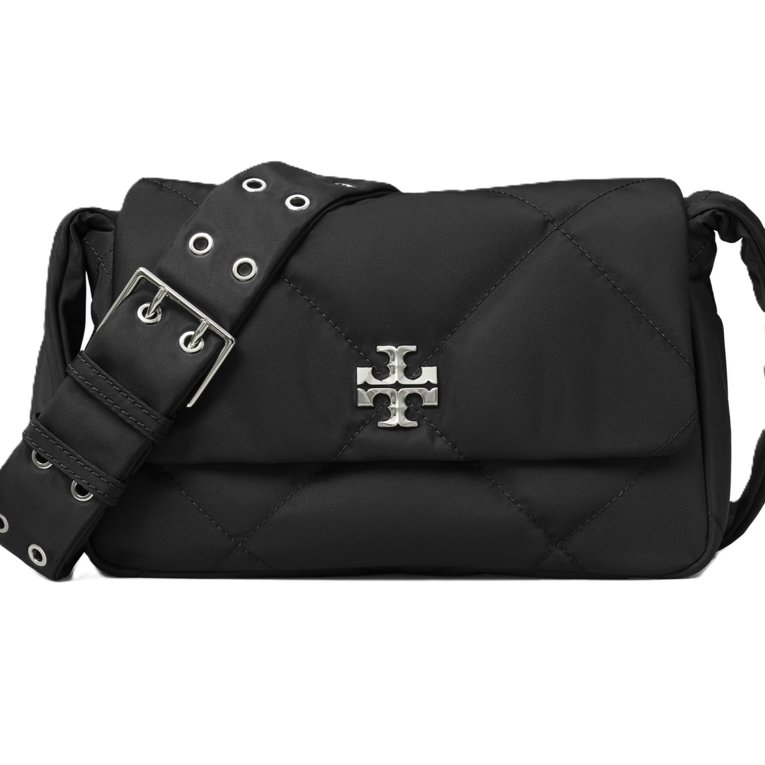 Túi đeo chéo Tory Burch Kira Diamond Quilt Nylon Messenger Bag Black 4