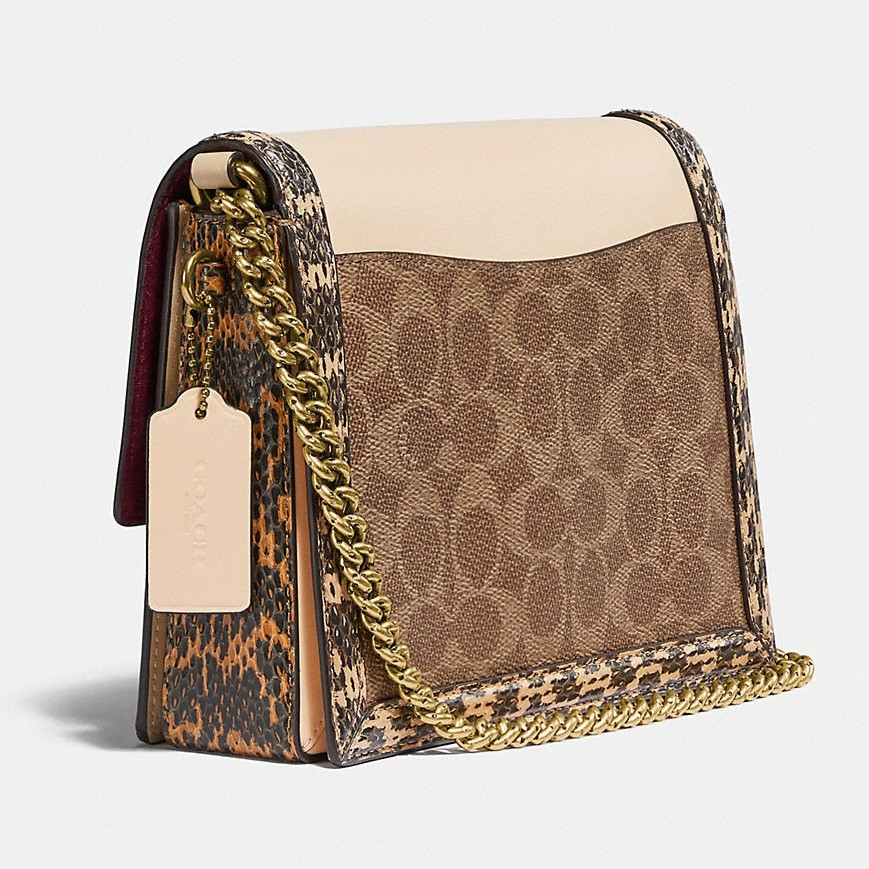 TÚI XÁCH NỮ COACH HUTTON SHOULDER BAG IN SIGNATURE CANVAS WITH SNAKESKIN DETAIL 3