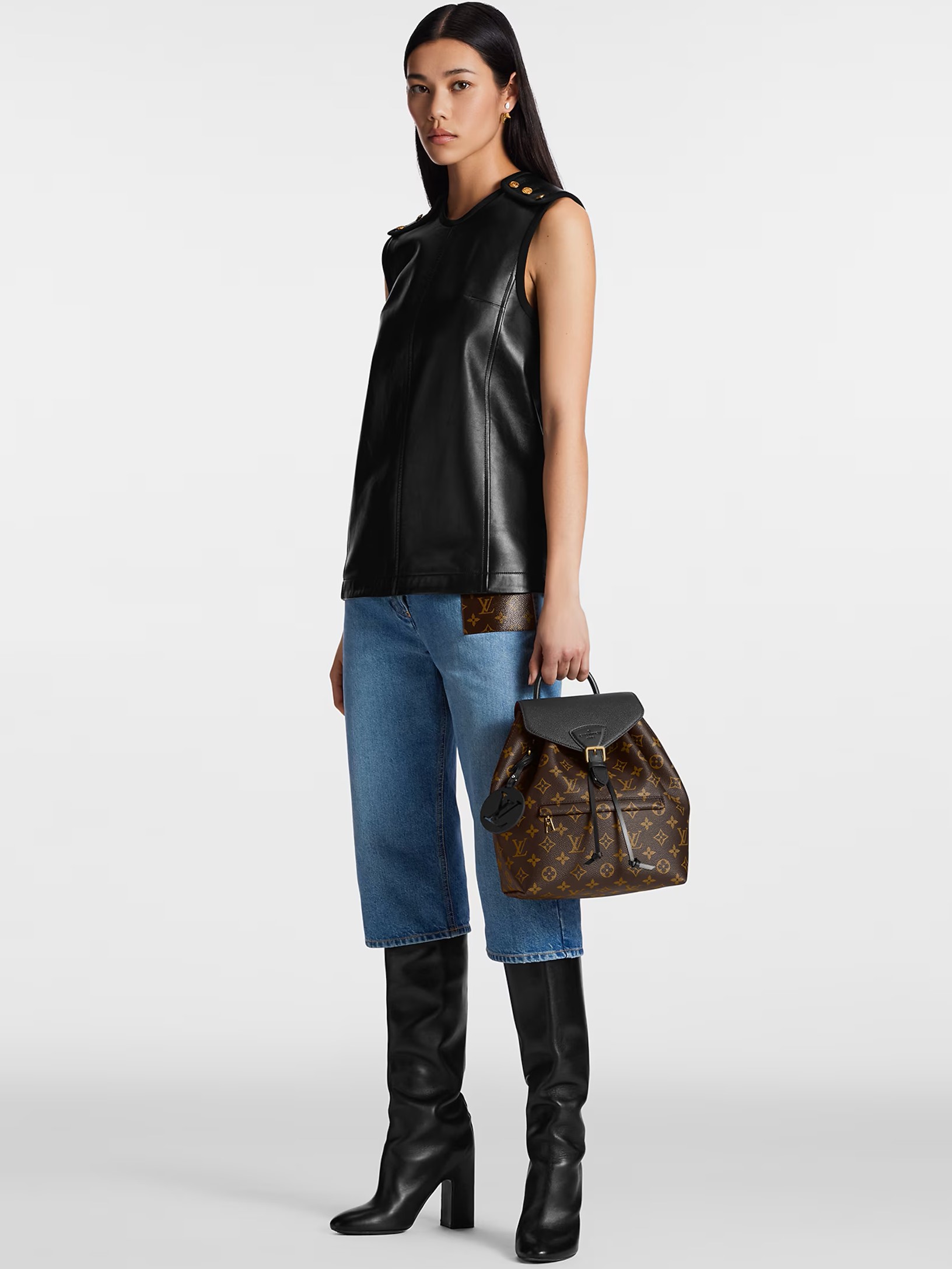 Ba lô Louis Vuitton Montsouris PM Black M45515 6