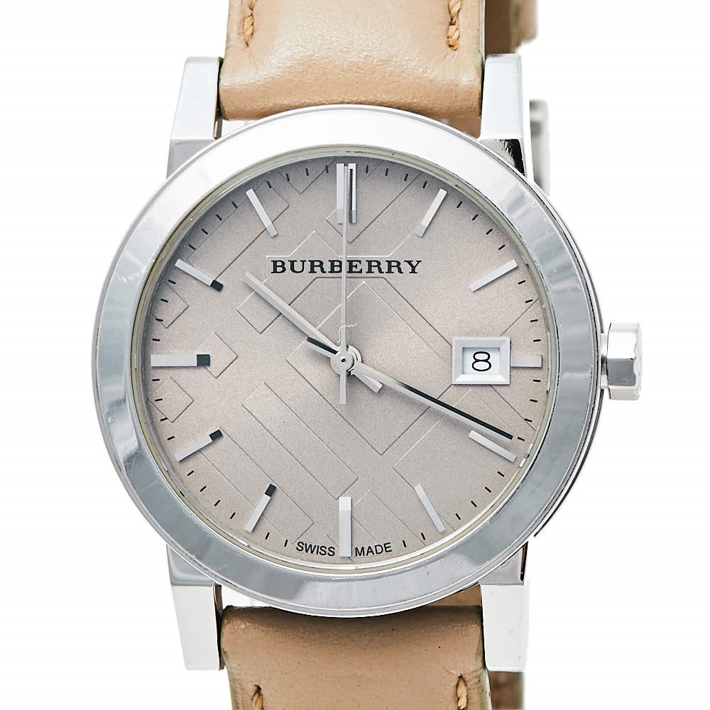 Đồng hồ đeo tay nữ Burberry Ladies Watch The City Check Neutral Silver BU9107 10