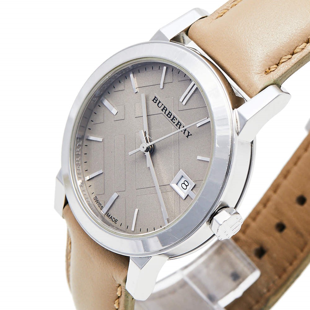 Đồng hồ đeo tay nữ Burberry Ladies Watch The City Check Neutral Silver BU9107 11