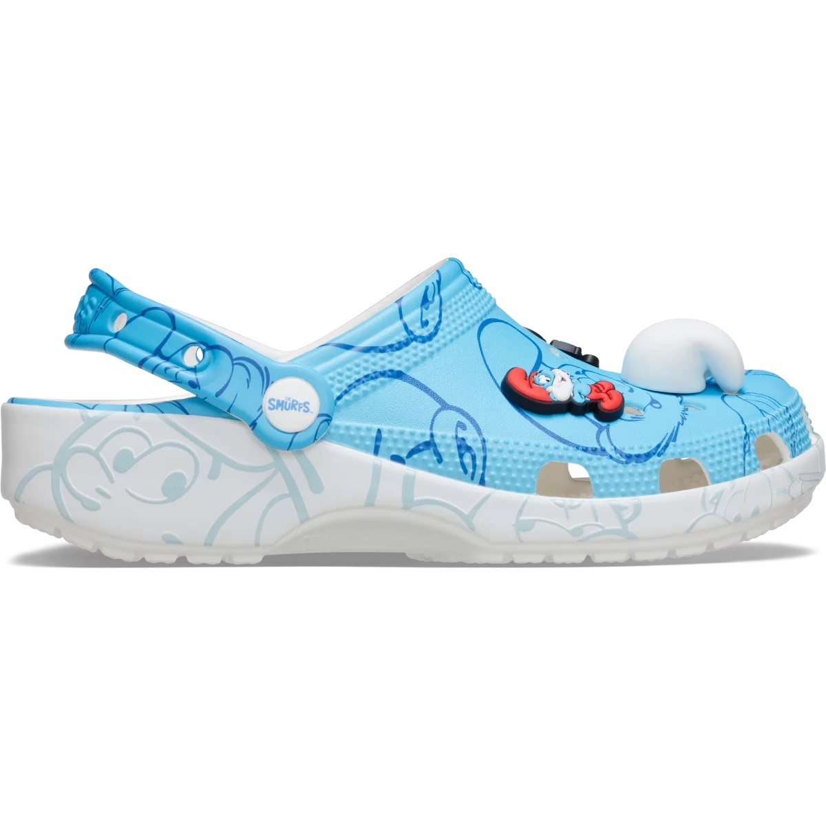 Giày xanh dương Crocs Smurfs Classic Clog Allover Smurfs Print 3