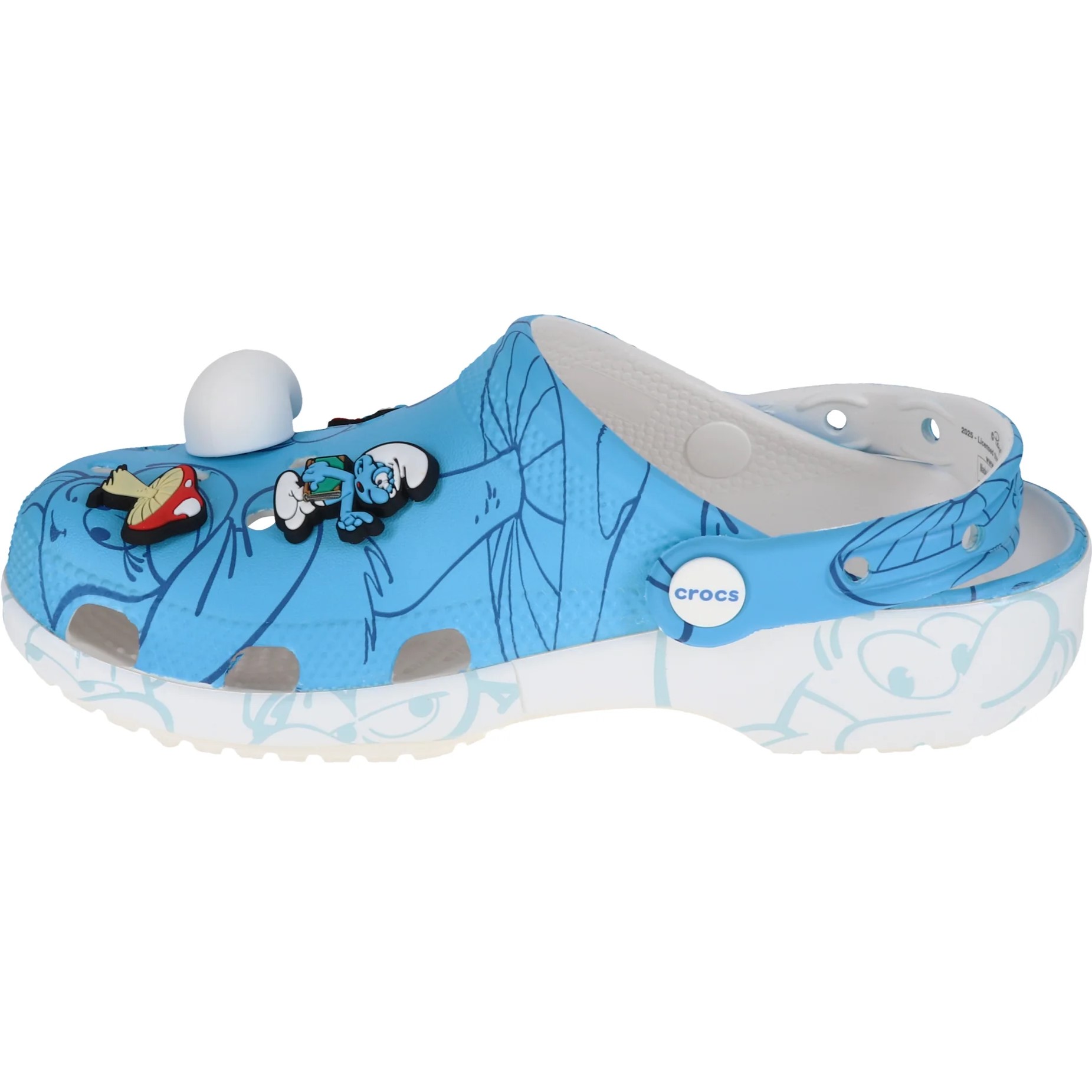 Giày xanh dương Crocs Smurfs Classic Clog Allover Smurfs Print 5