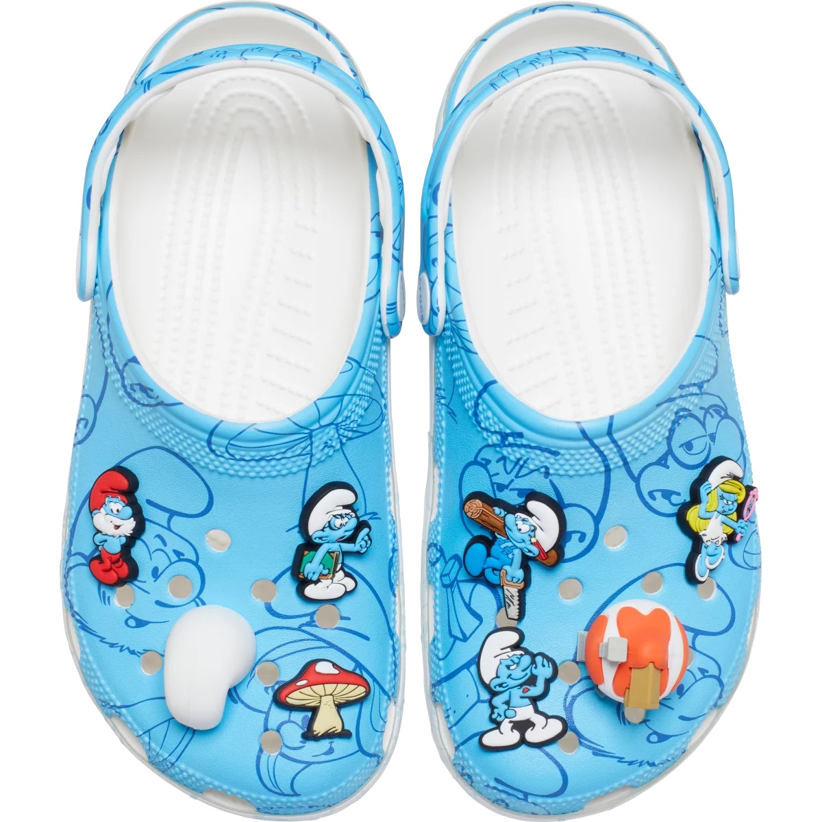 Giày xanh dương Crocs Smurfs Classic Clog Allover Smurfs Print 7