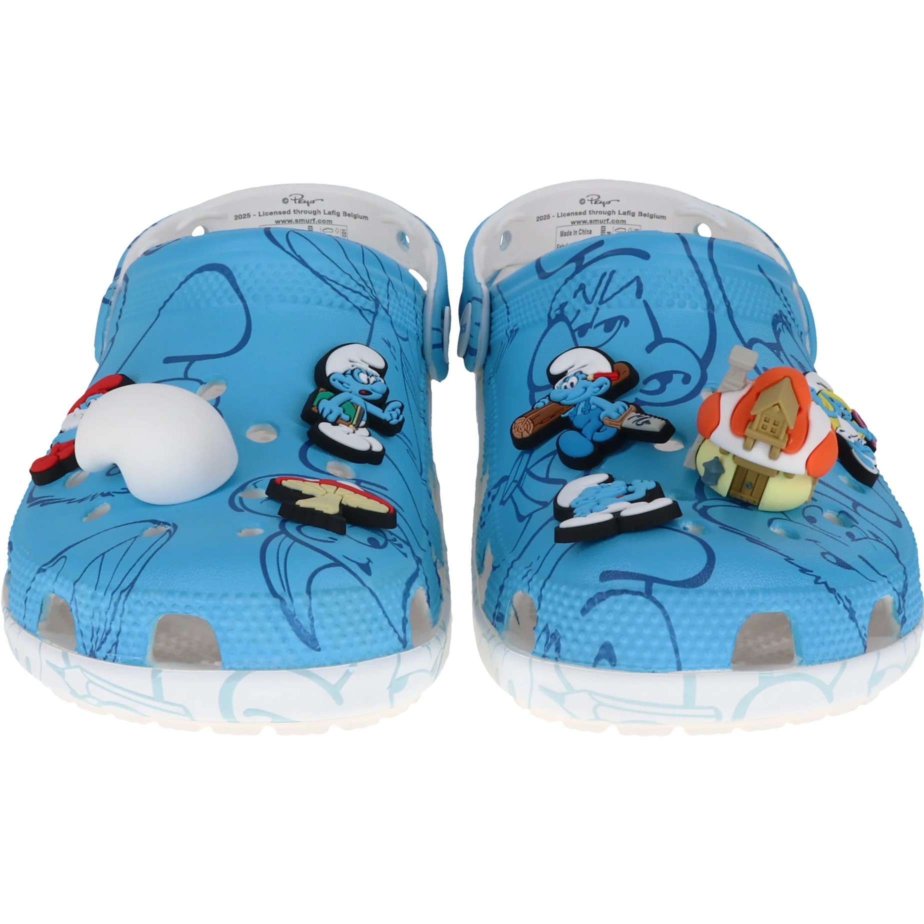 Giày xanh dương Crocs Smurfs Classic Clog Allover Smurfs Print 9