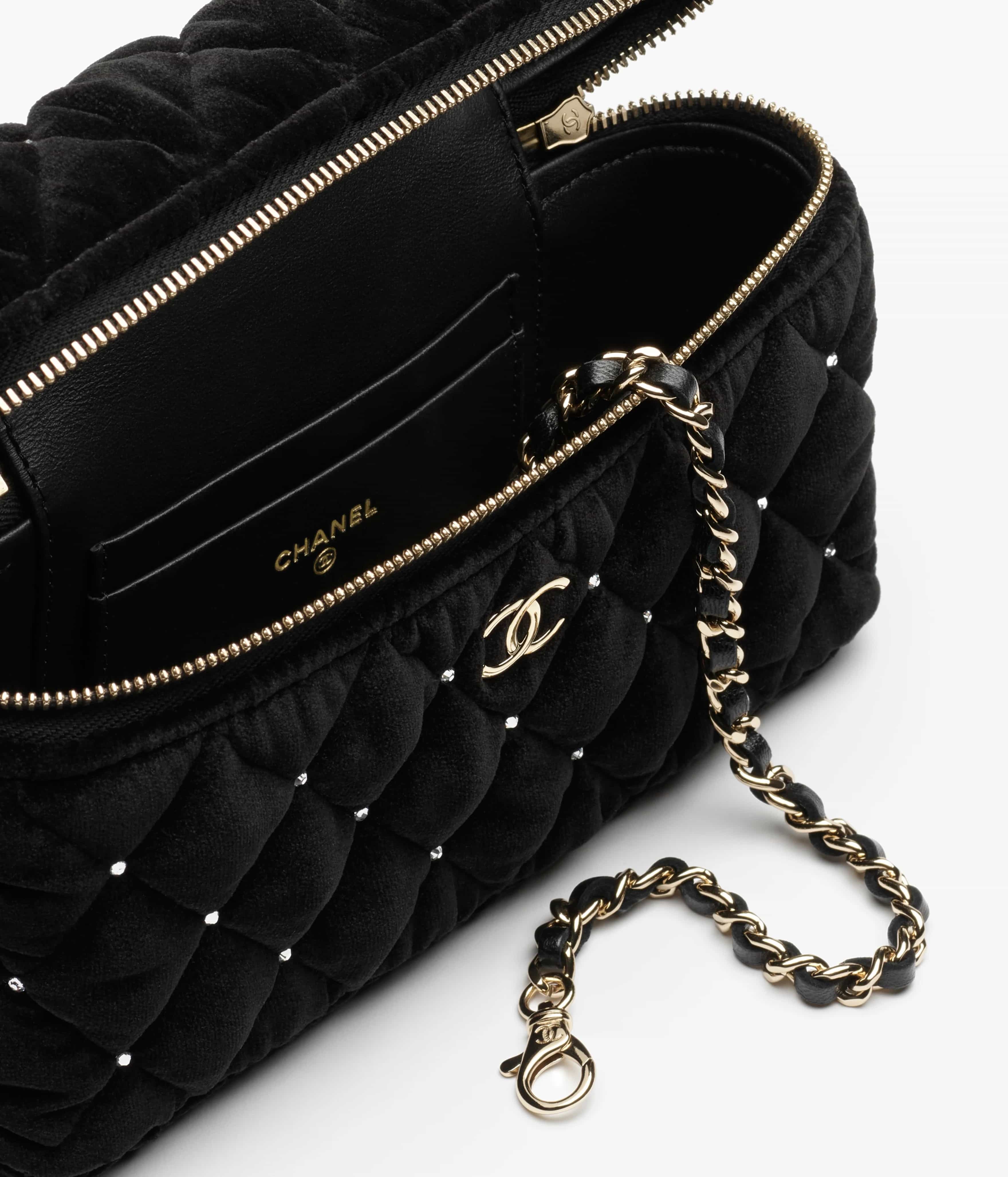 Túi xách Chanel Vanity with Chain Velvet Diamanté Gold-Tone Metal 2