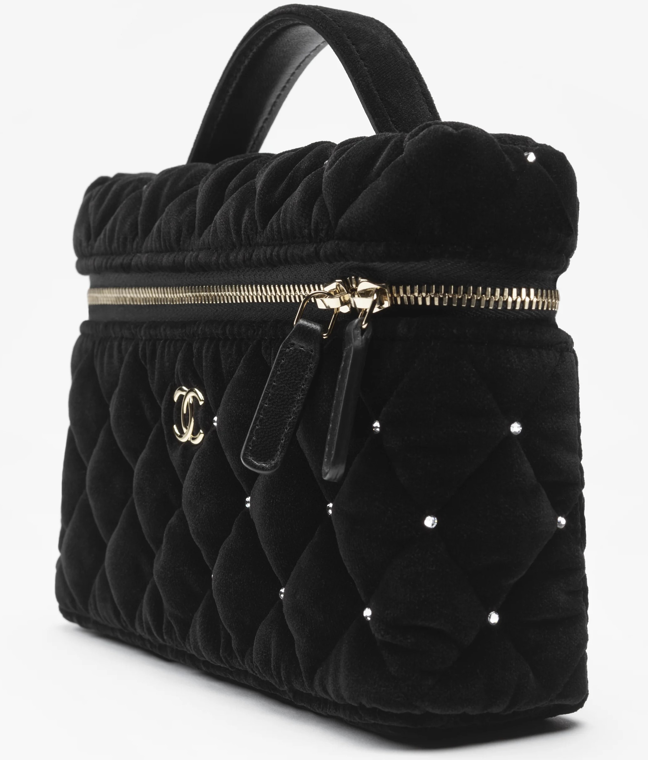 Túi xách Chanel Vanity with Chain Velvet Diamanté Gold-Tone Metal 3