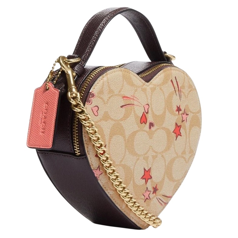 Túi đeo chéo Coach Heart Crossbody In Signature Canvas With Heart And Star Print Light Khaki Multi CK523 5