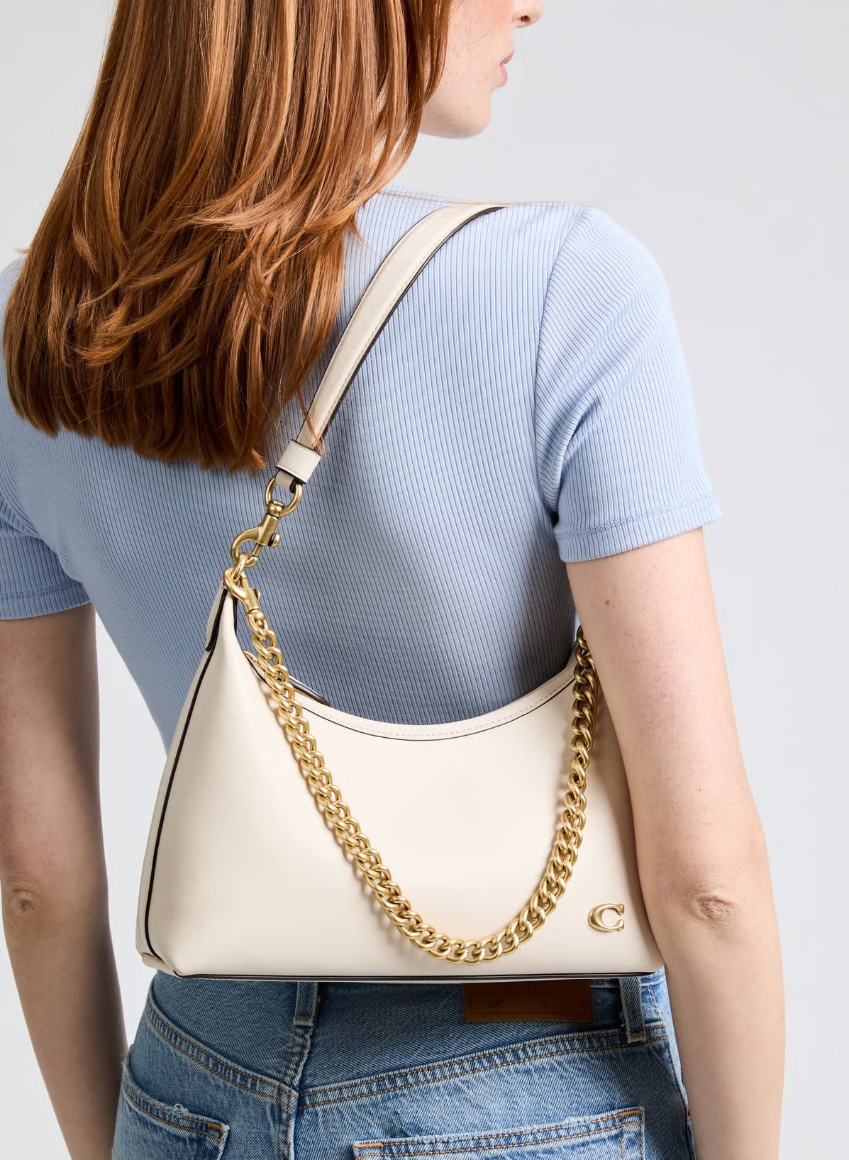 Túi kẹp nách nữ Coach Juliet Shoulder Bag 25 Smooth Leather Chalk CW64 15