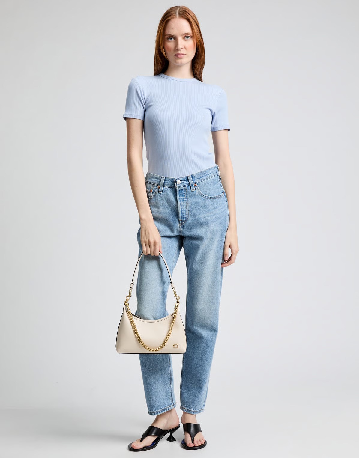 Túi kẹp nách nữ Coach Juliet Shoulder Bag 25 Smooth Leather Chalk CW64 16