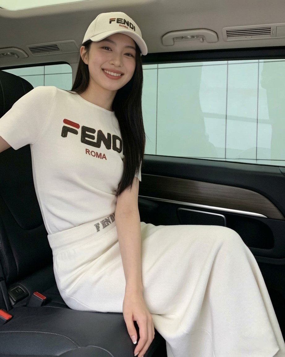 Combo áo thun váy dáng ôm dài trắng đen Fendi 4