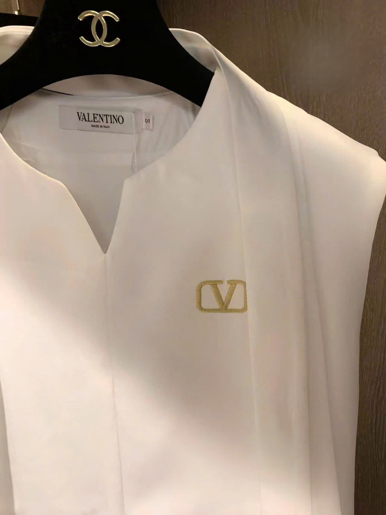 Áo đầm trắng nữ dáng ngắn kèm dây nơ nữ Valentino 3