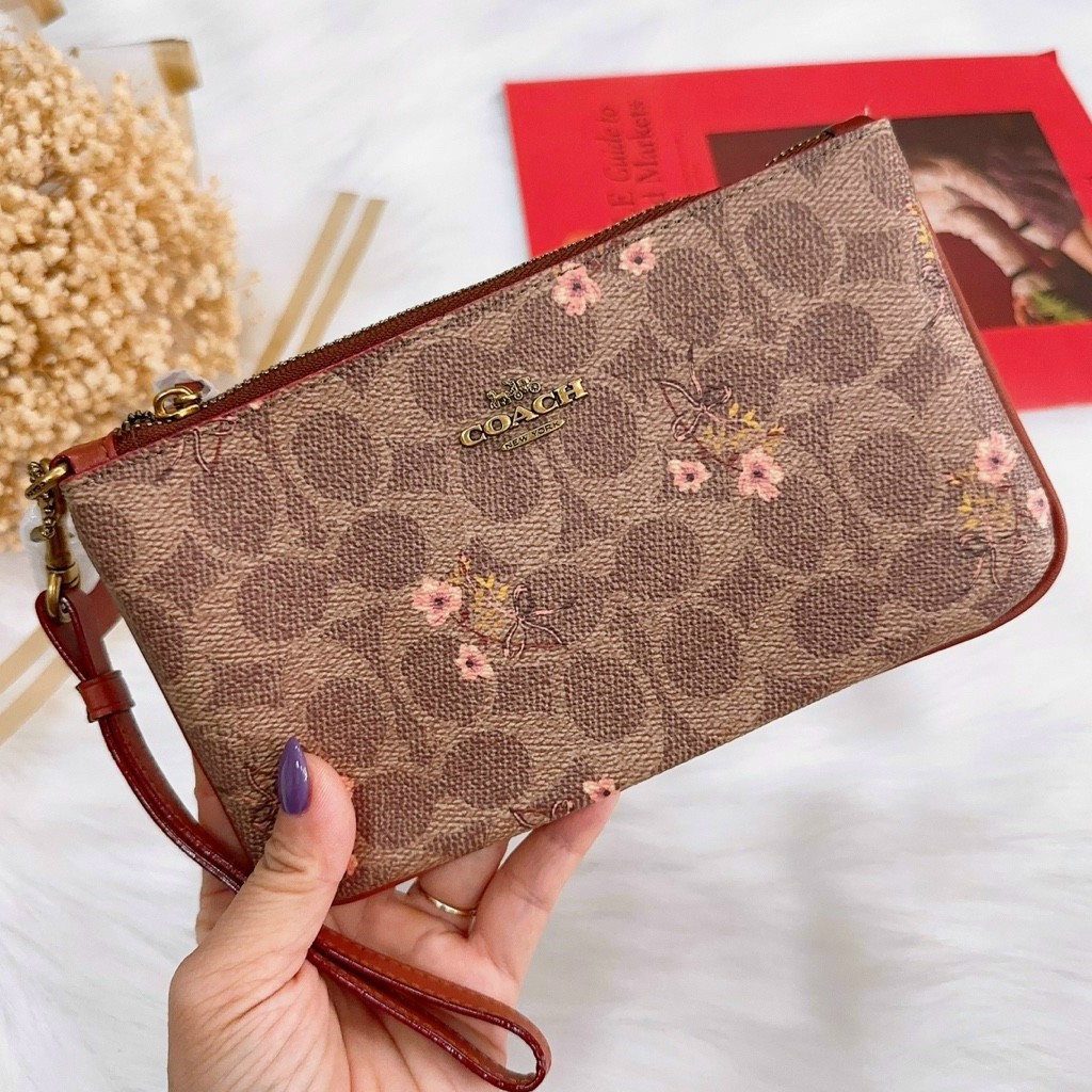 Small Wristlet With Floral Bow Print