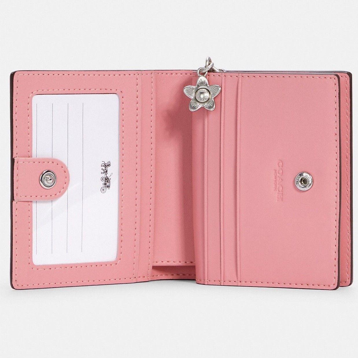VÍ NỮ NGẮN LIMITED COACH BOXED SNAP WALLET WITH DAISY PRINT C2889 2