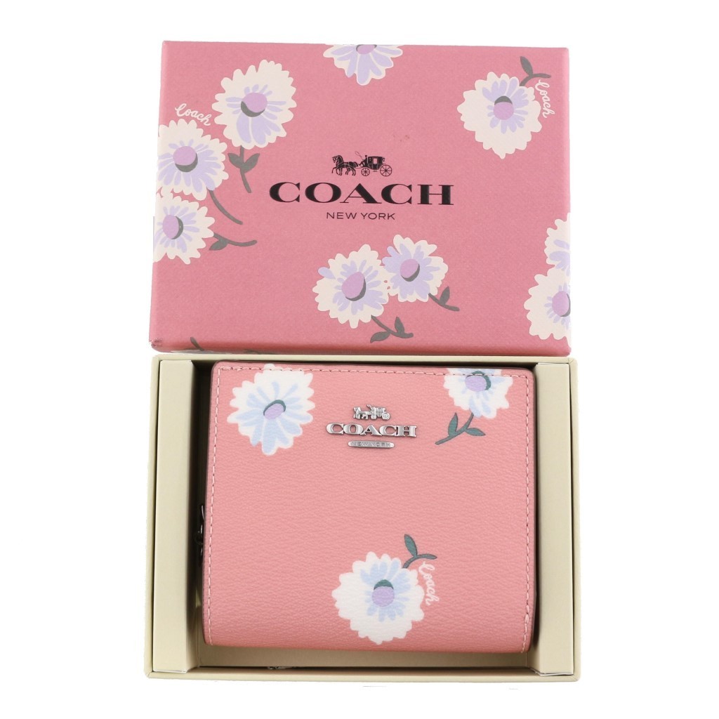 VÍ NỮ NGẮN LIMITED COACH BOXED SNAP WALLET WITH DAISY PRINT C2889 4