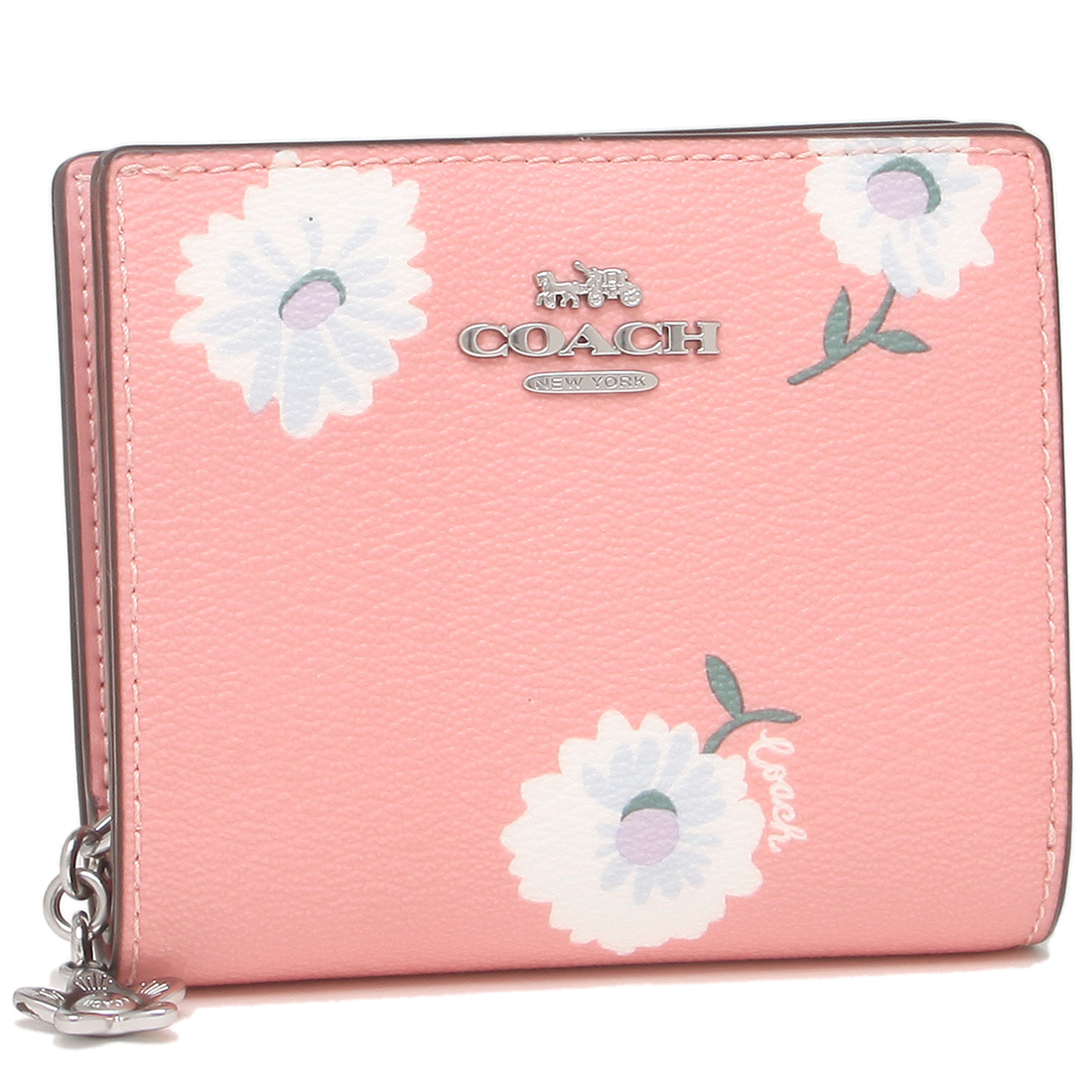 VÍ NỮ NGẮN LIMITED COACH BOXED SNAP WALLET WITH DAISY PRINT C2889 12