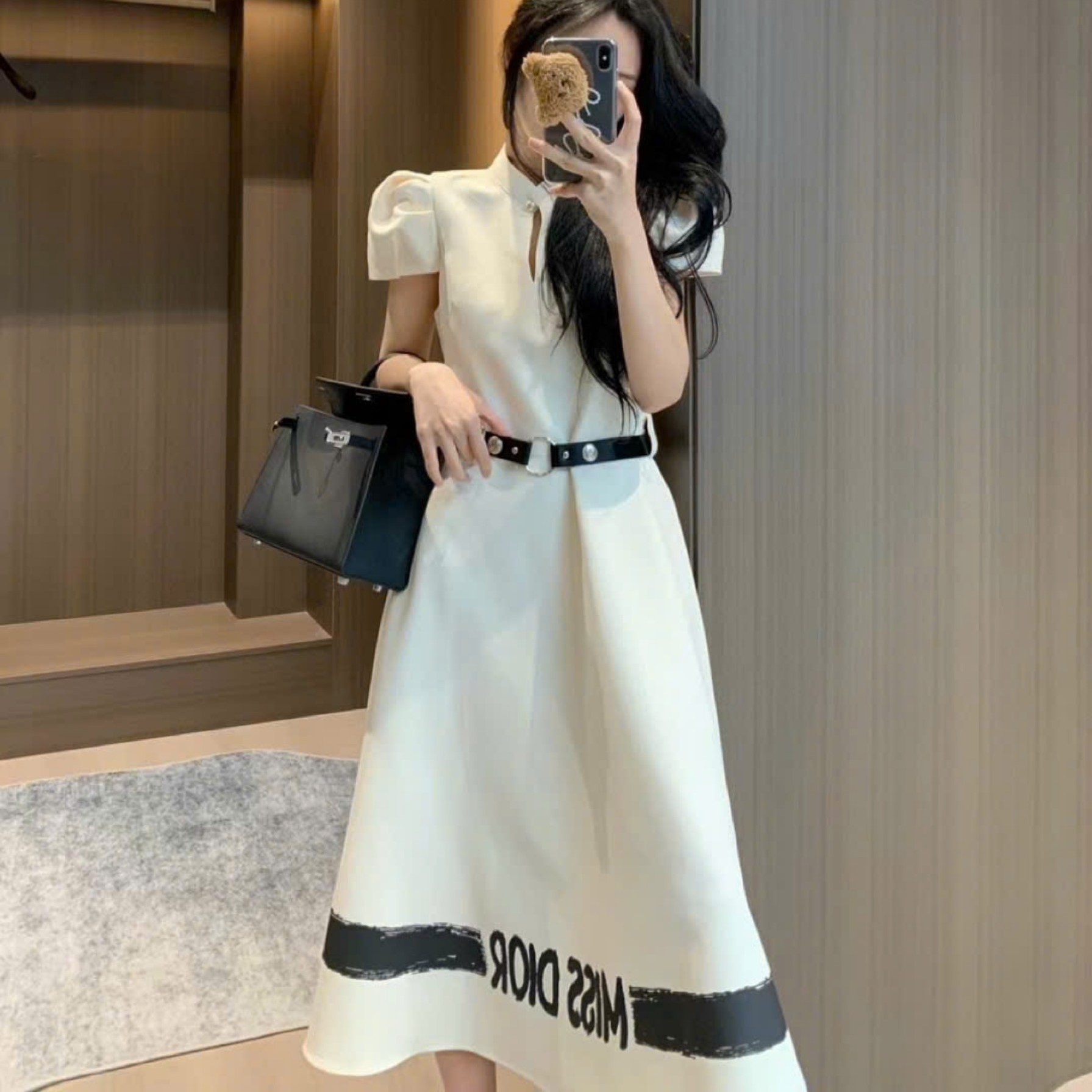 Đầm nữ thời trang dài xòe nữ Dior kèm thắt lưng 1