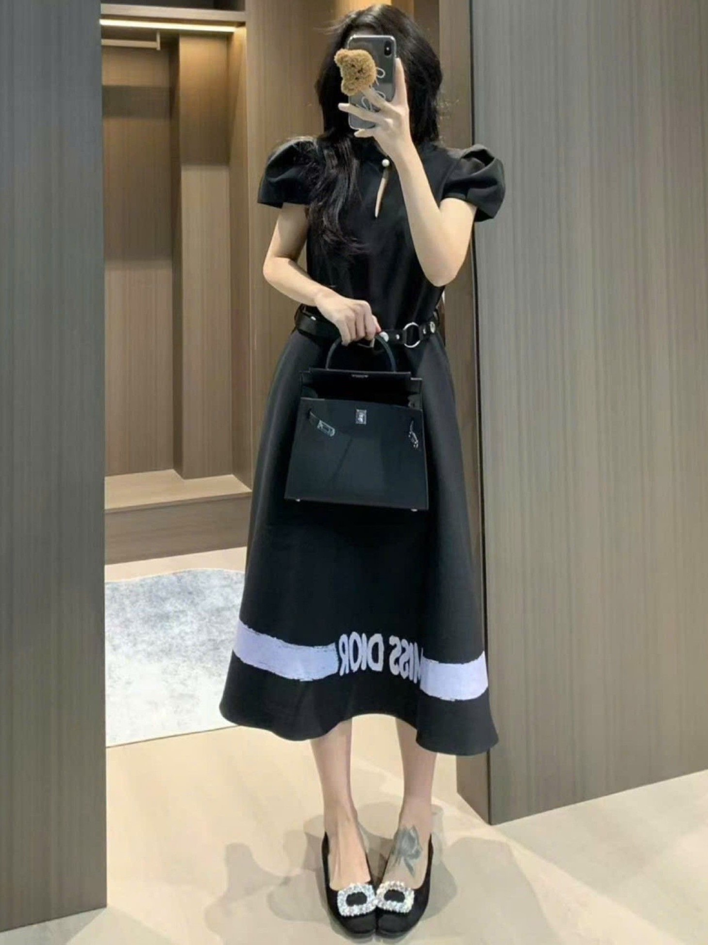Đầm nữ thời trang dài xòe nữ Dior kèm thắt lưng 8