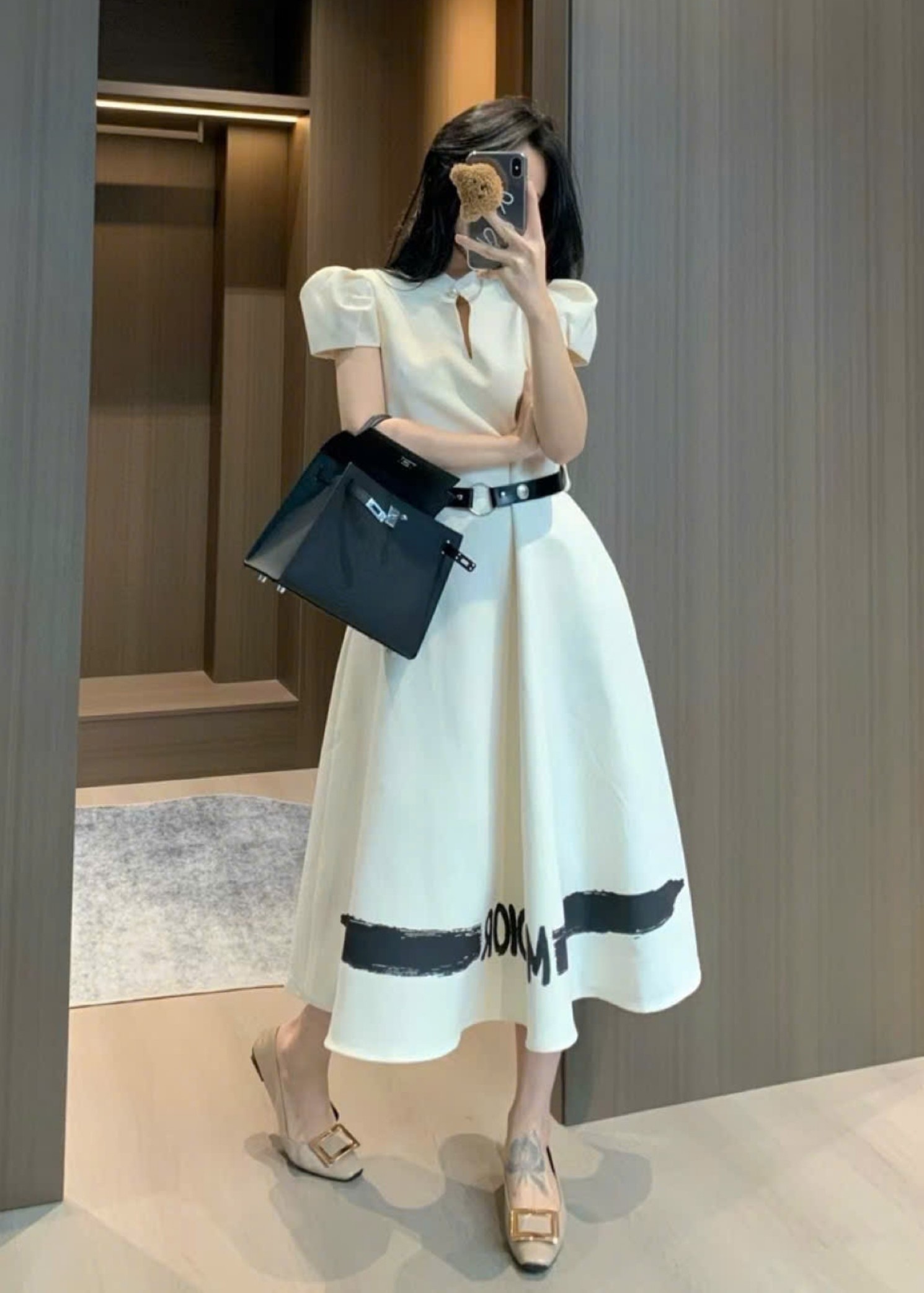 Đầm nữ thời trang dài xòe nữ Dior kèm thắt lưng 11