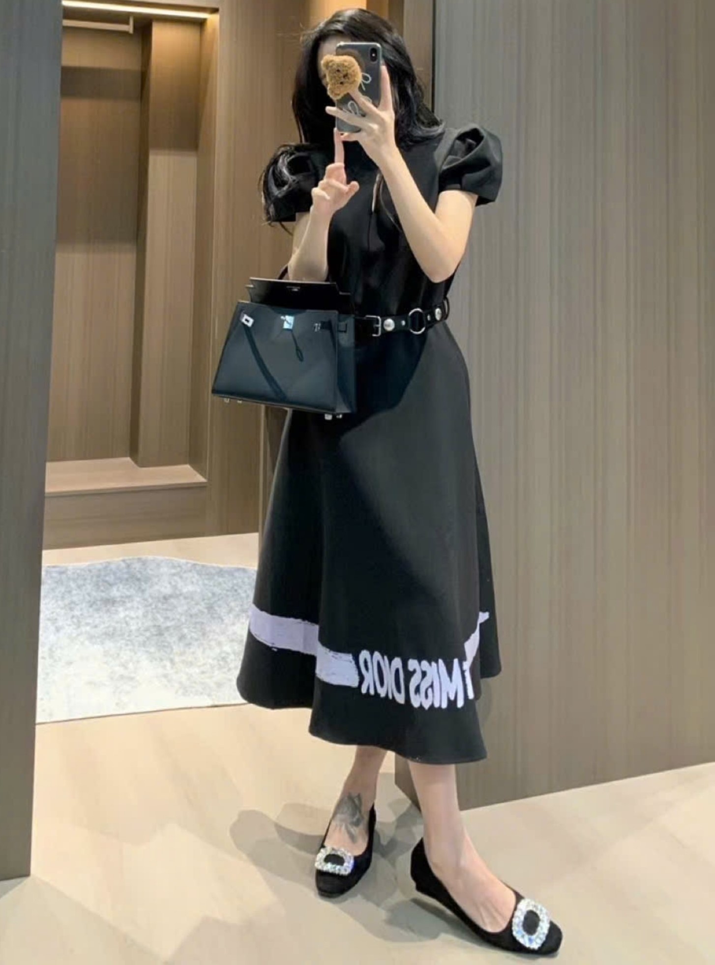 Đầm nữ thời trang dài xòe nữ Dior kèm thắt lưng 15