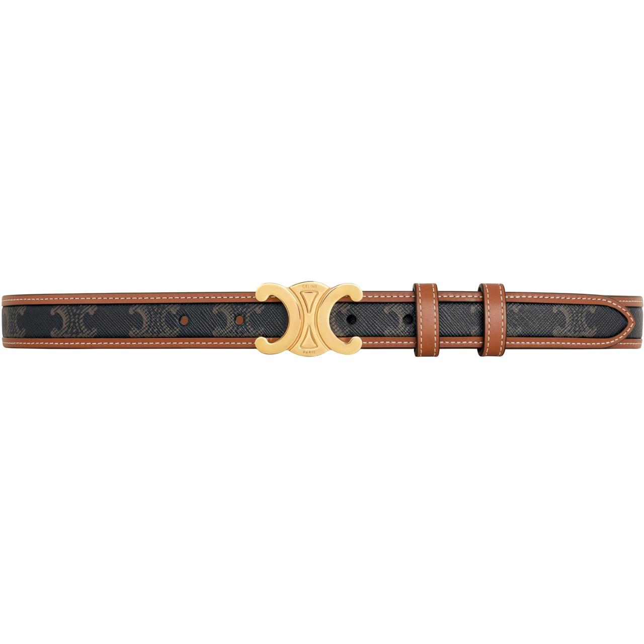 Thắt lưng Celine Medium Triomphe Belt in Triomphe Canvas and Calfskin Tan 1