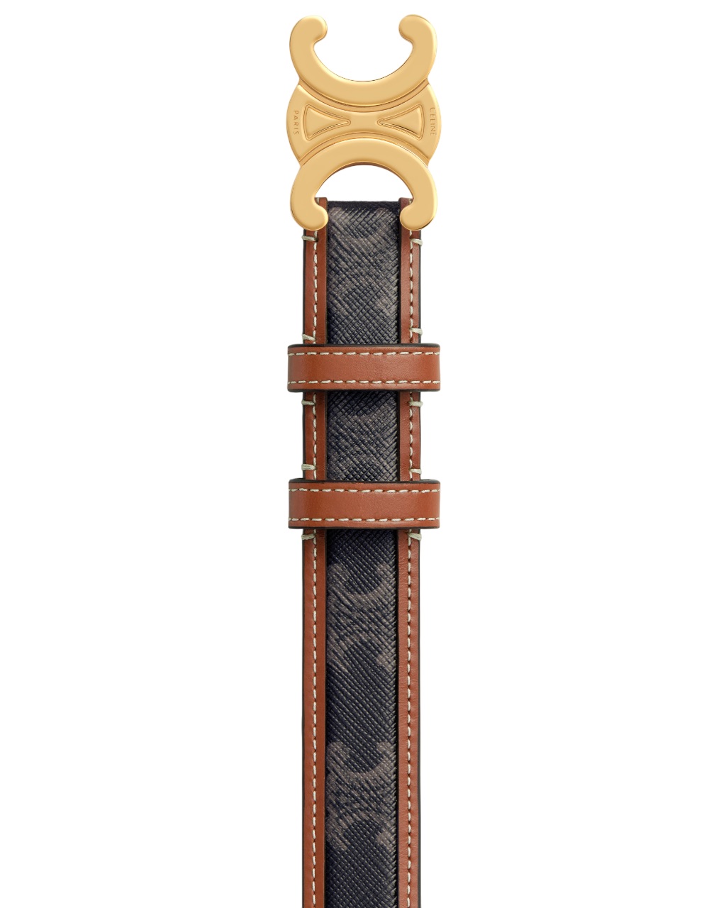 Thắt lưng Celine Medium Triomphe Belt in Triomphe Canvas and Calfskin Tan 4