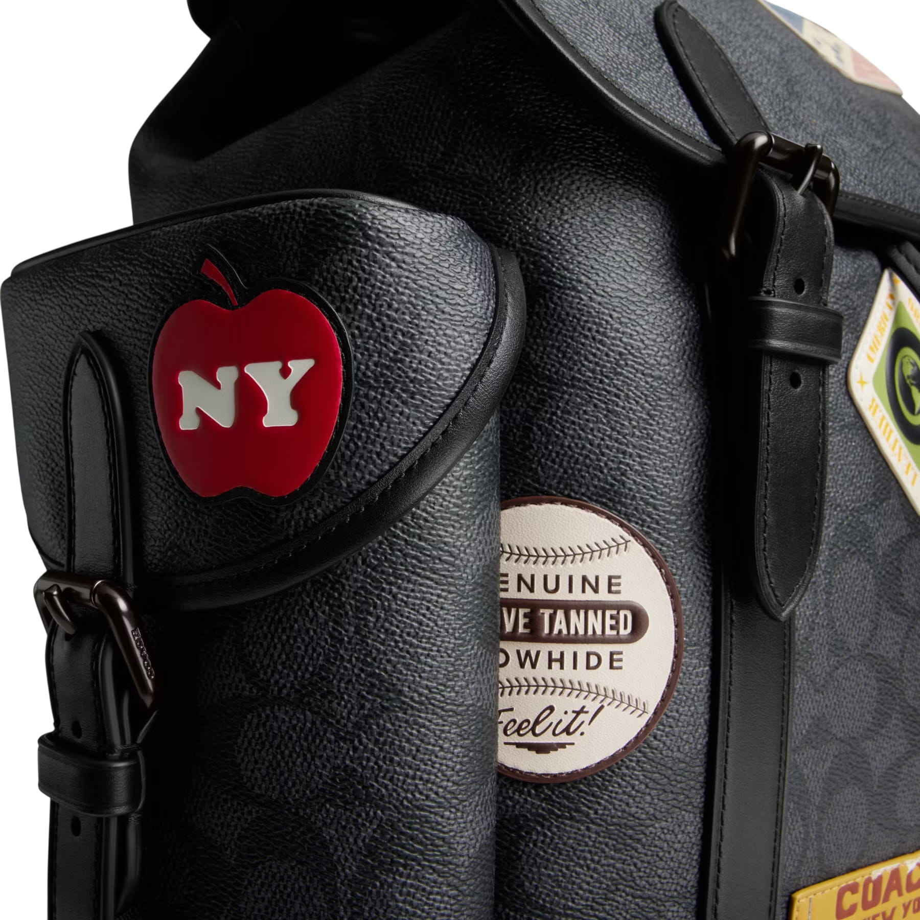 Ba lô Coach Hitch Backpack In Signature Canvas With Patches Charcoal Multi CBF04 3
